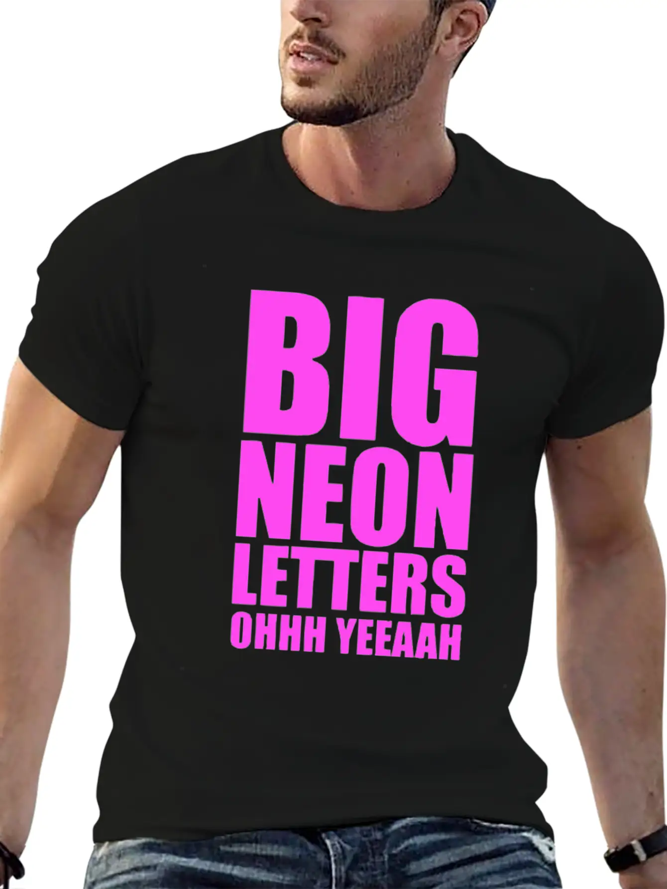 Big Neon Letters T Shirt Breathable Graphic T-Shirt – Perfect For Casual Days
