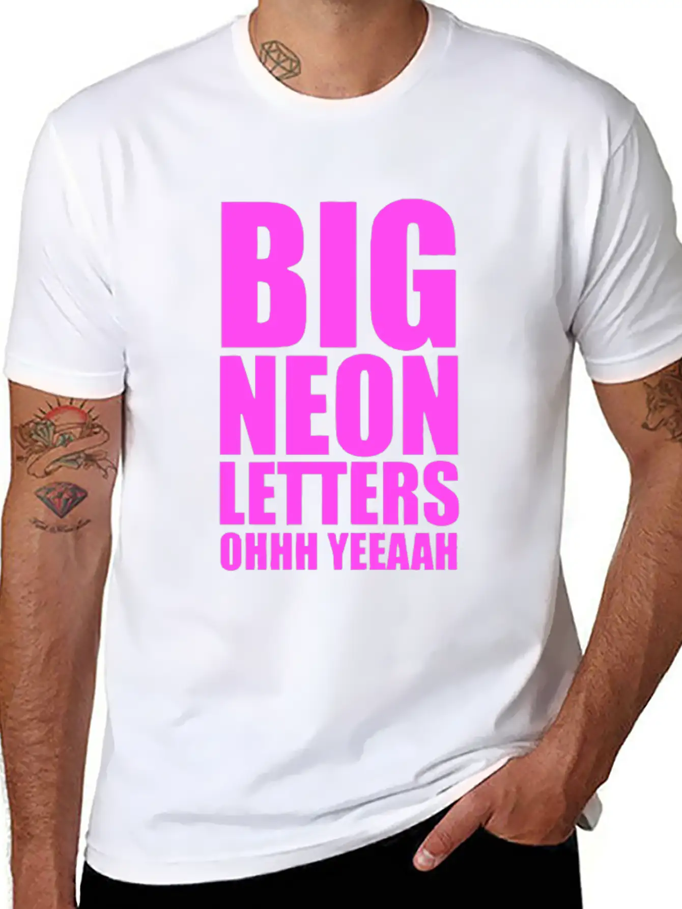 Big Neon Letters T Shirt Breathable Graphic T-Shirt – Perfect For Casual Days