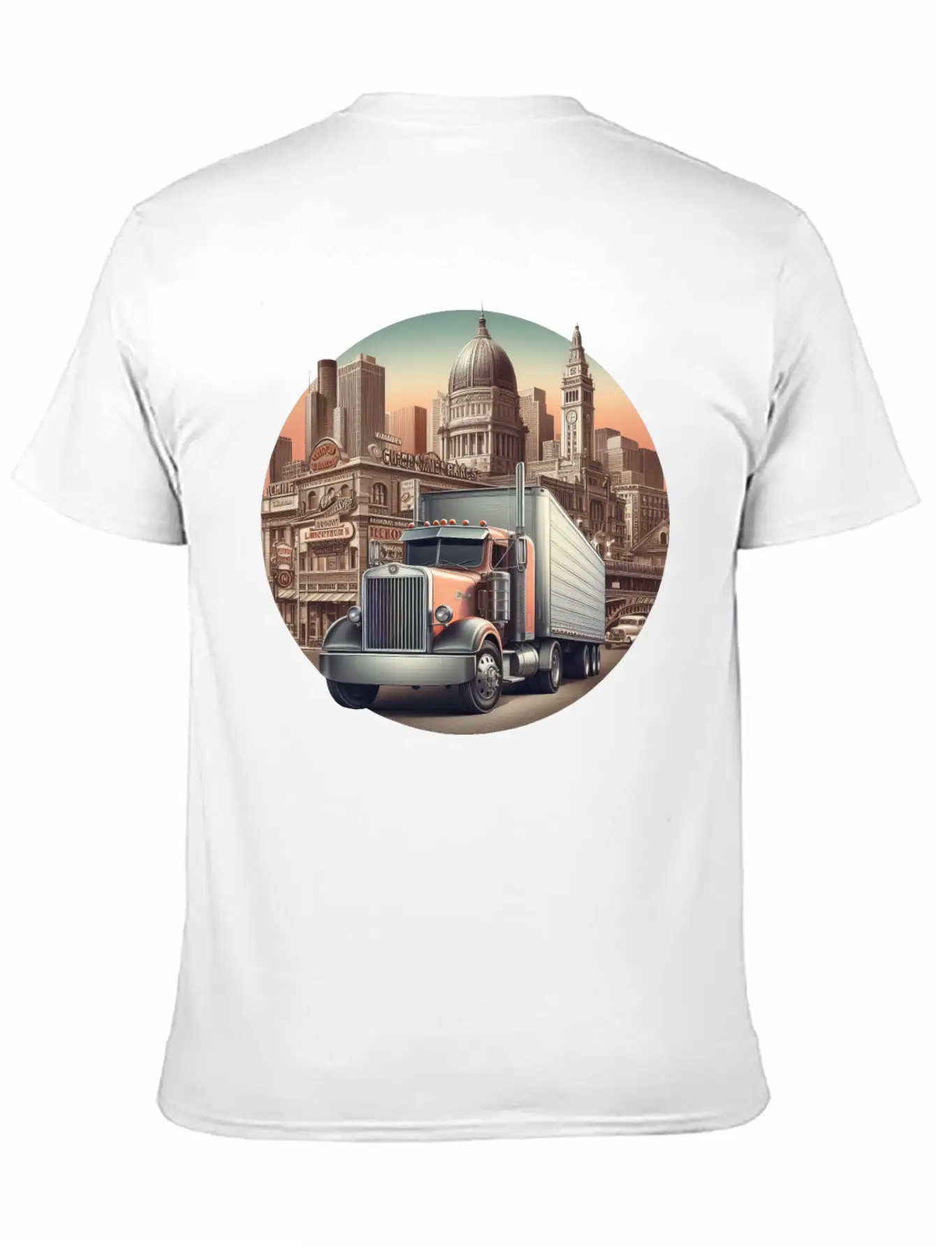 Big Rig Semi Truck Drawing Stylish Everyday T-Shirt – Unisex Basic Cotton Tee