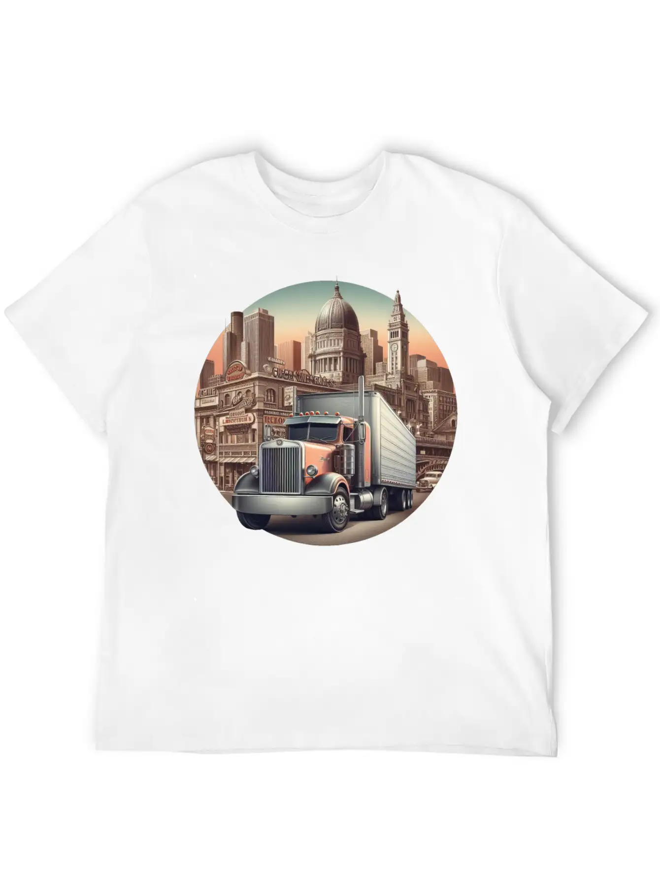 Big Rig Semi Truck Drawing Stylish Everyday T-Shirt – Unisex Basic Cotton Tee