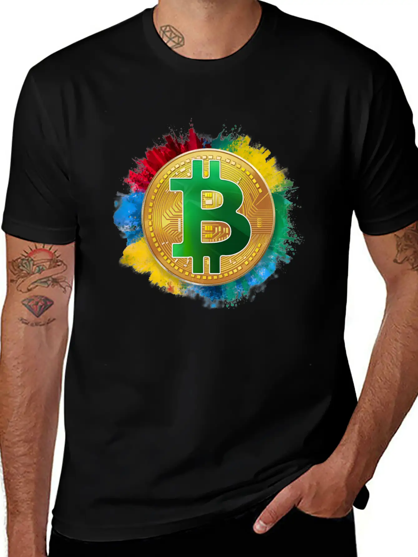 Bitcoin Coloured Version Breathable Graphic T-Shirt – Perfect For Casual Days