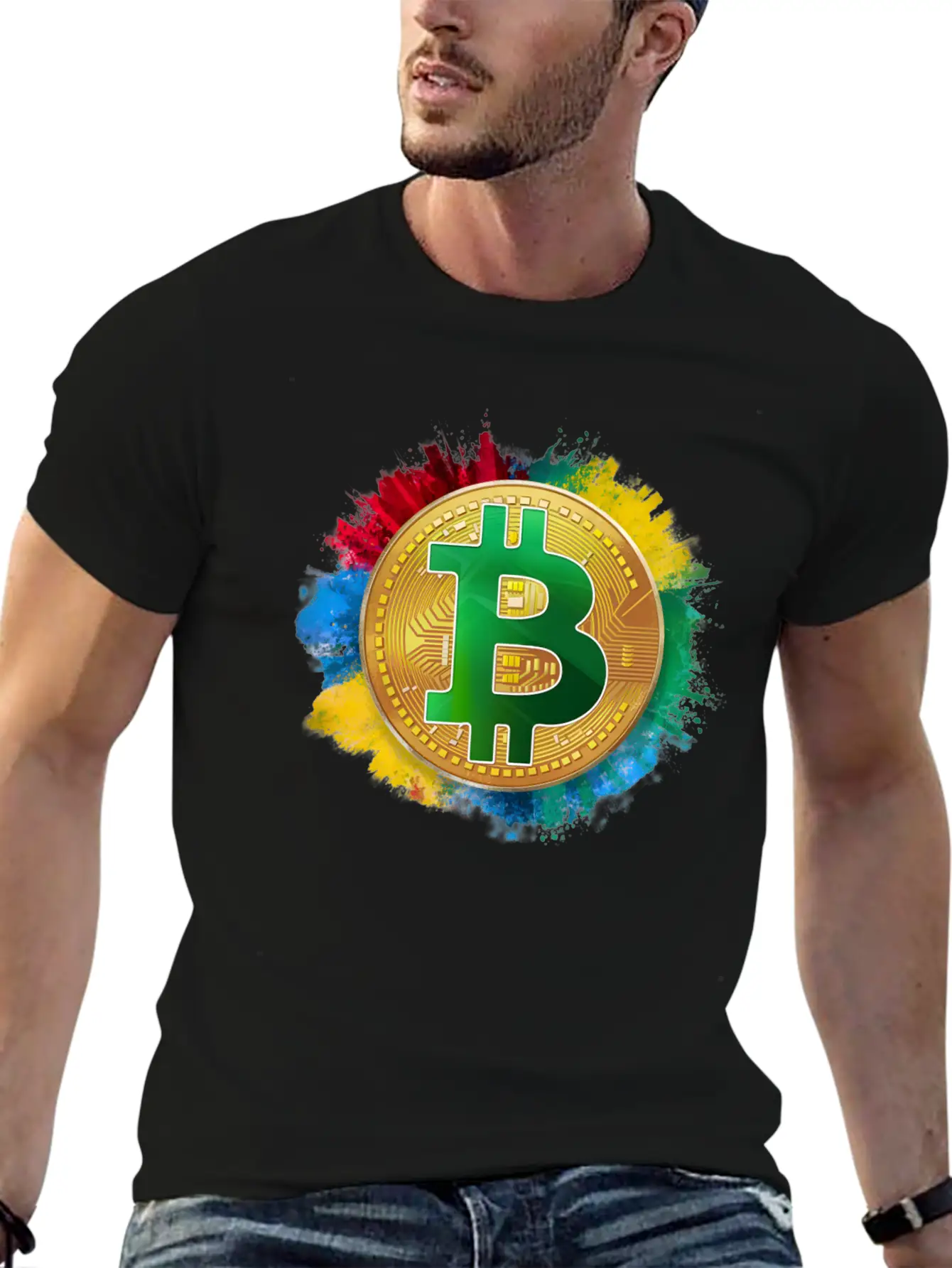 Bitcoin Coloured Version Breathable Graphic T-Shirt – Perfect For Casual Days