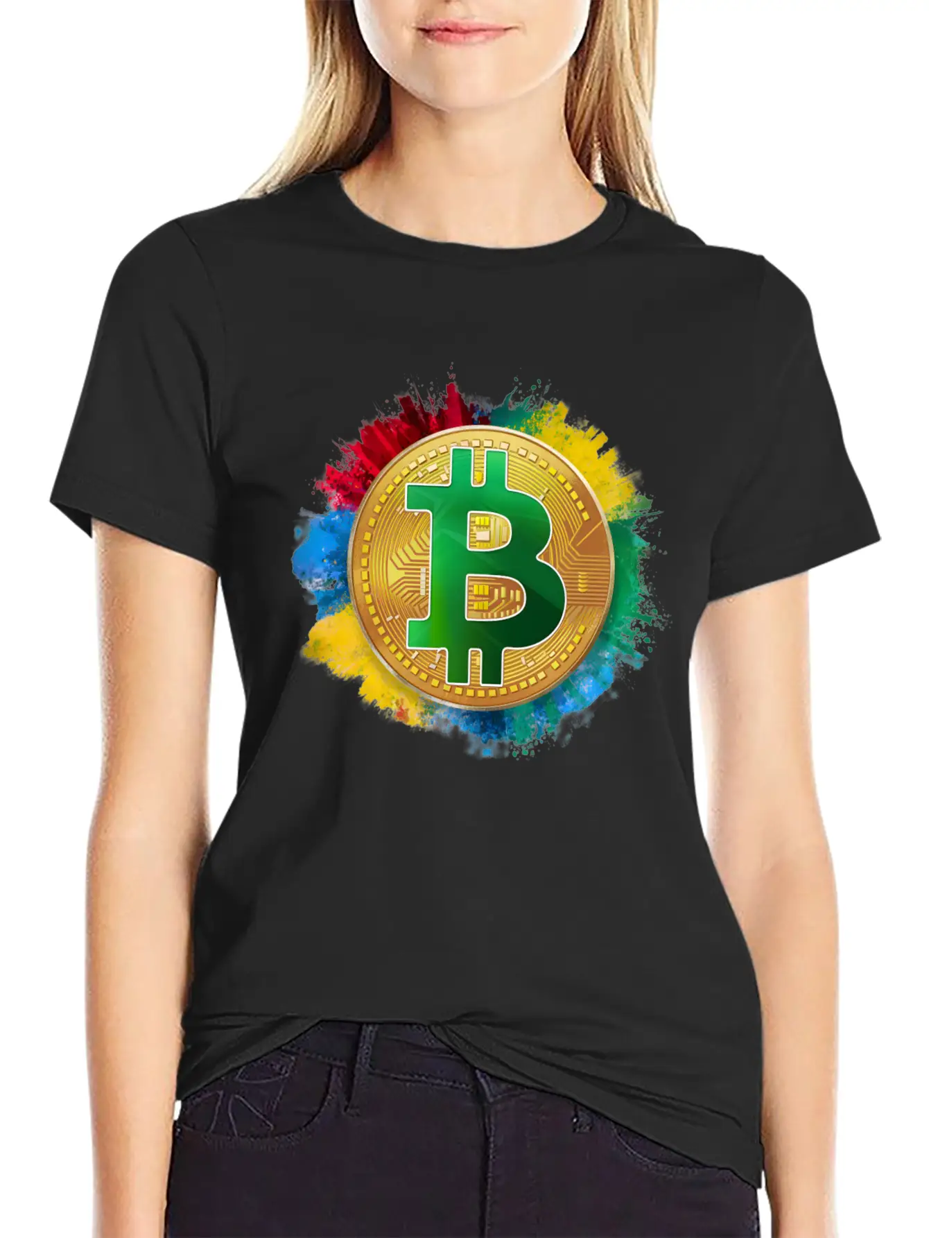 Bitcoin Coloured Version Breathable Graphic T-Shirt – Perfect For Casual Days