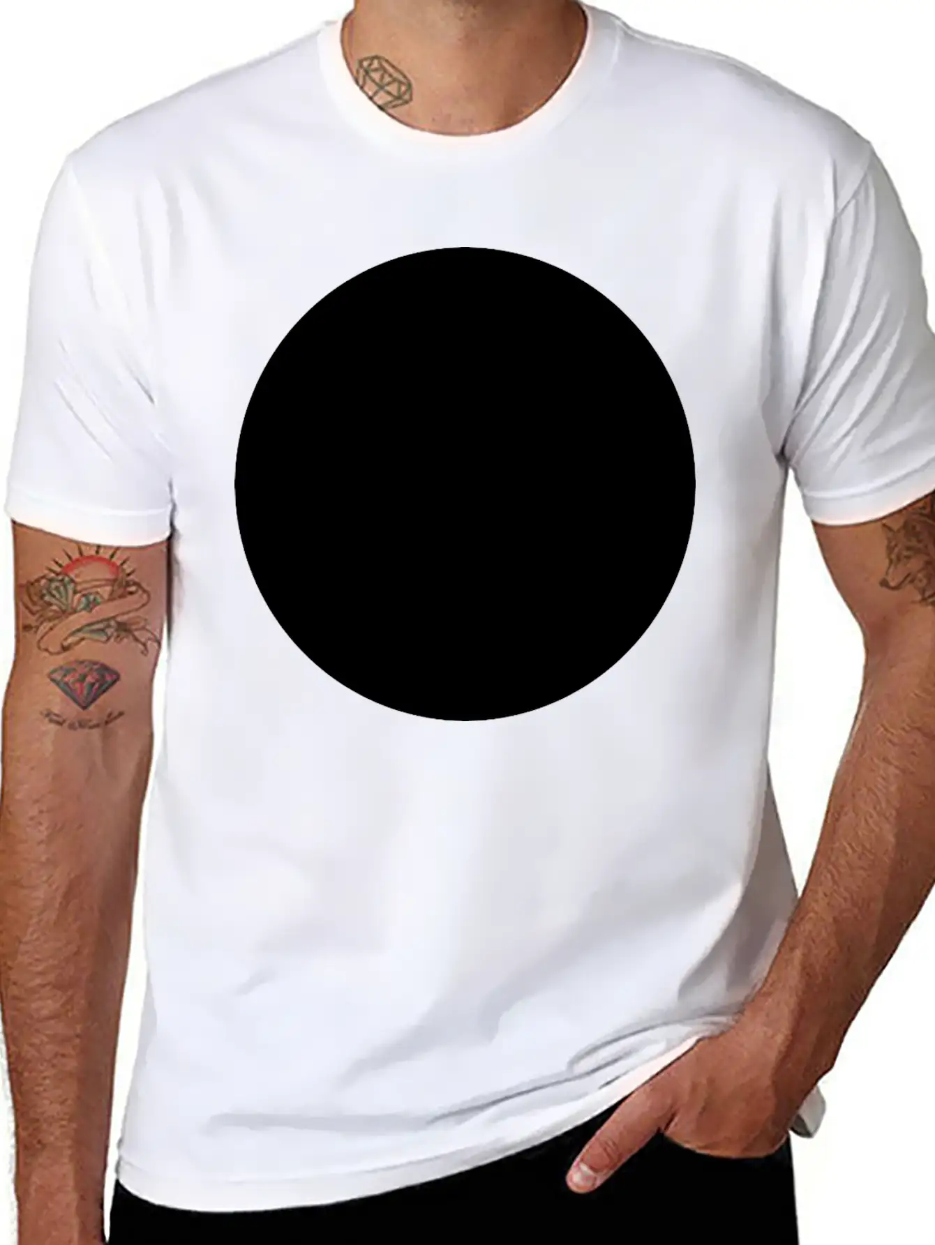 Black Circle Lightweight Cotton T-Shirt – Daily Comfort Graphic Shirt