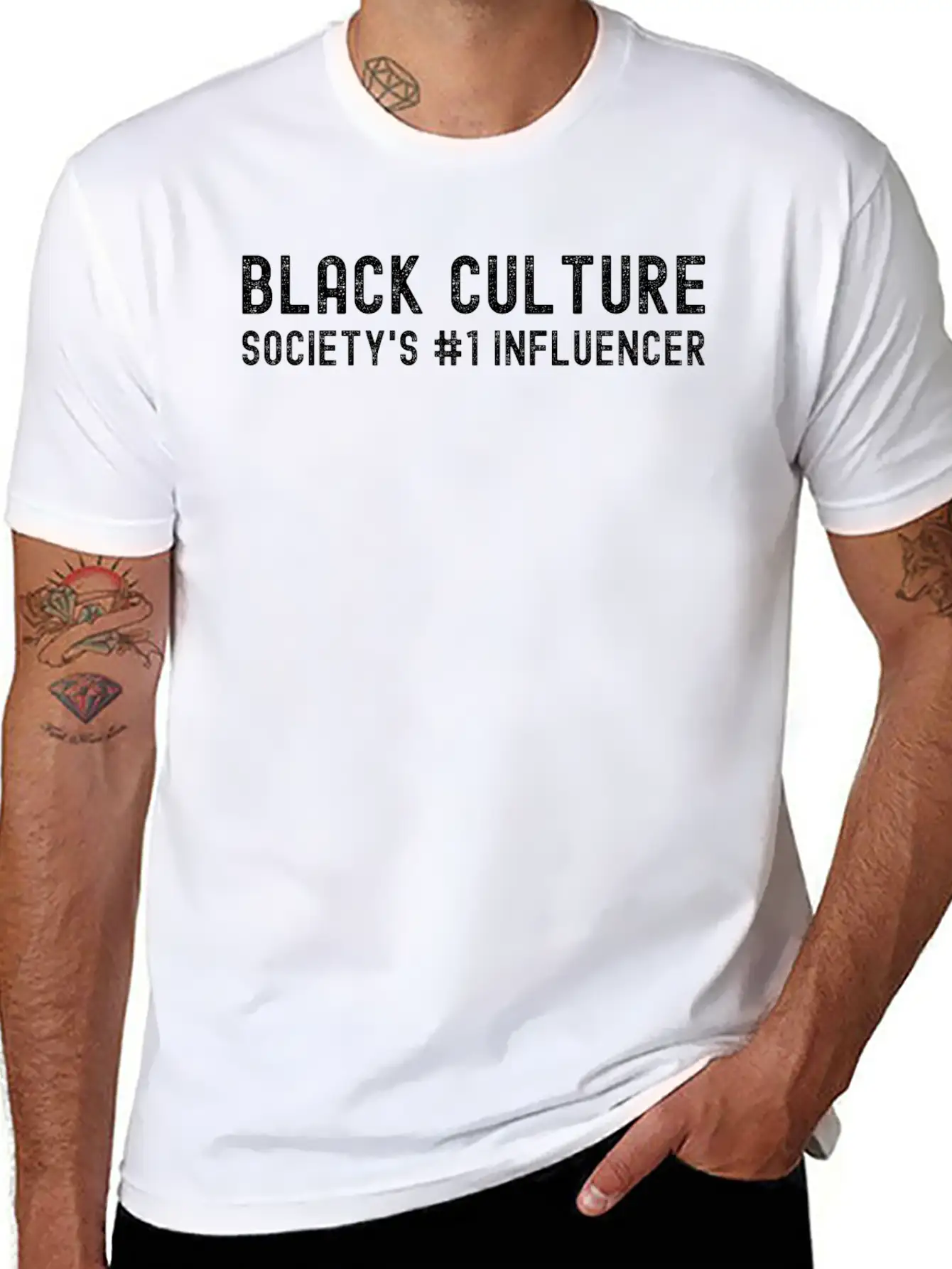 BLACK CULTURE Society's #1 Influencer (distressed) Stylish Everyday T-Shirt – Unisex Basic Cotton Tee