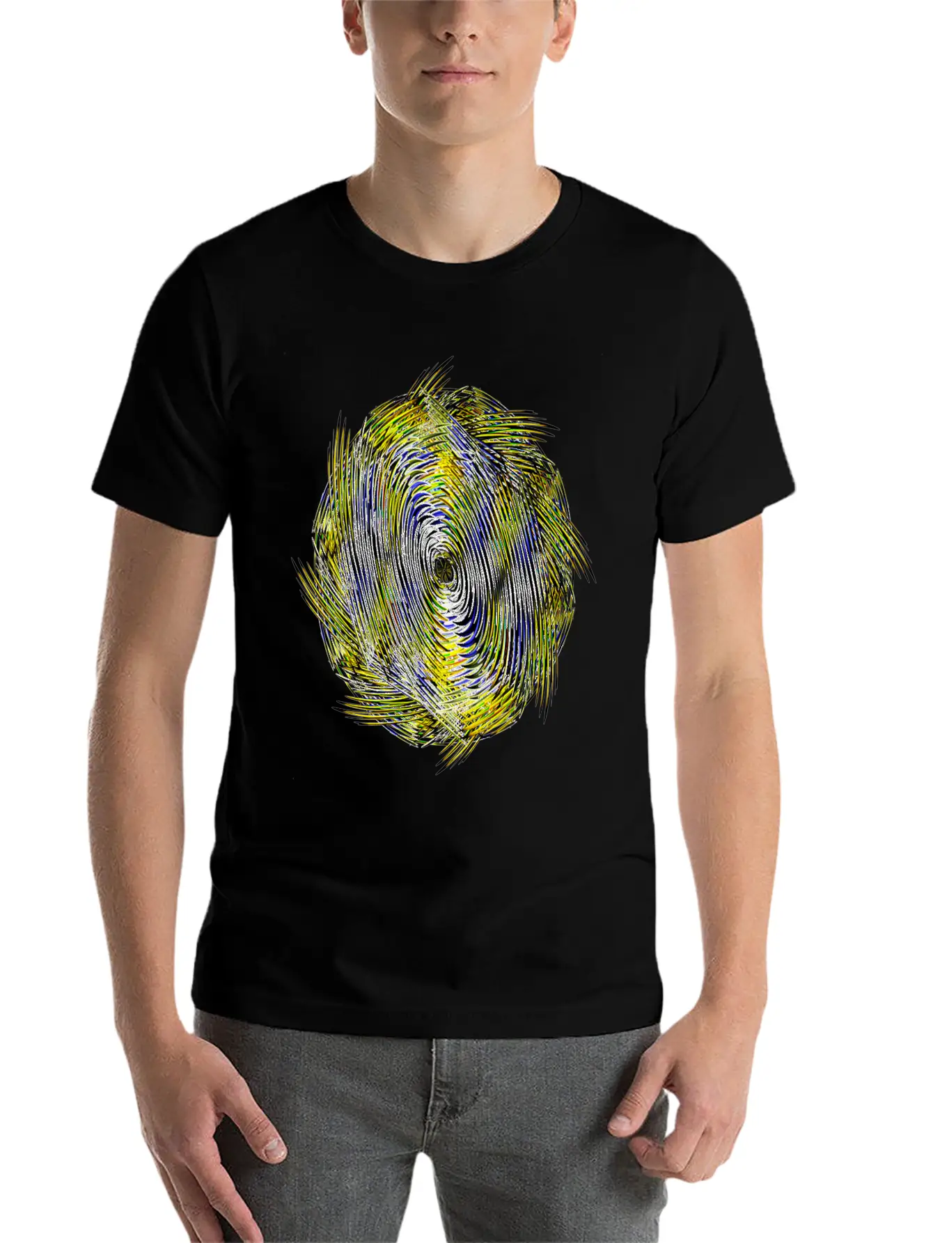 Black White Neon Twisted Sickle Lightweight Cotton T-Shirt – Daily Comfort Graphic Shirt