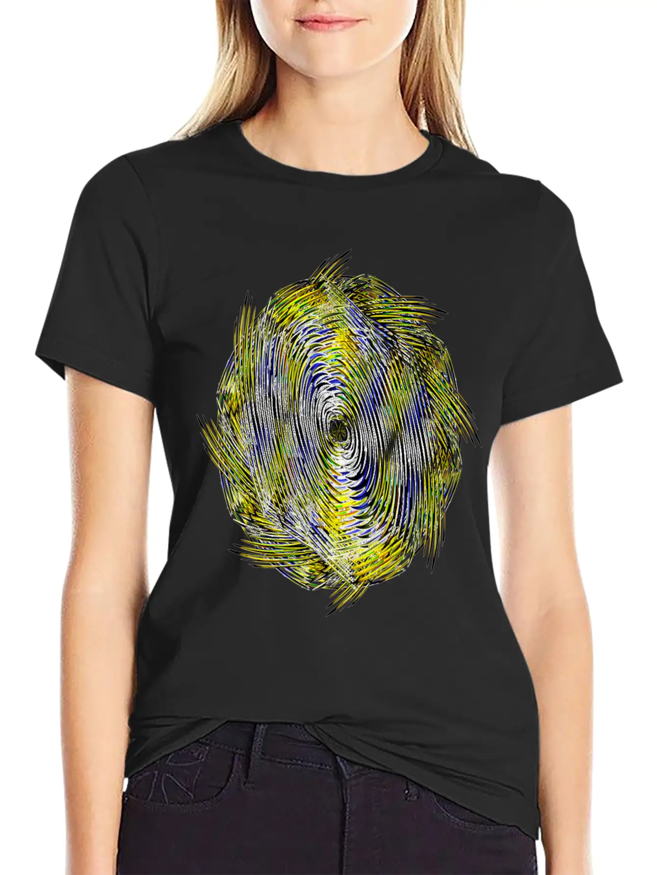 Black White Neon Twisted Sickle Lightweight Cotton T-Shirt – Daily Comfort Graphic Shirt