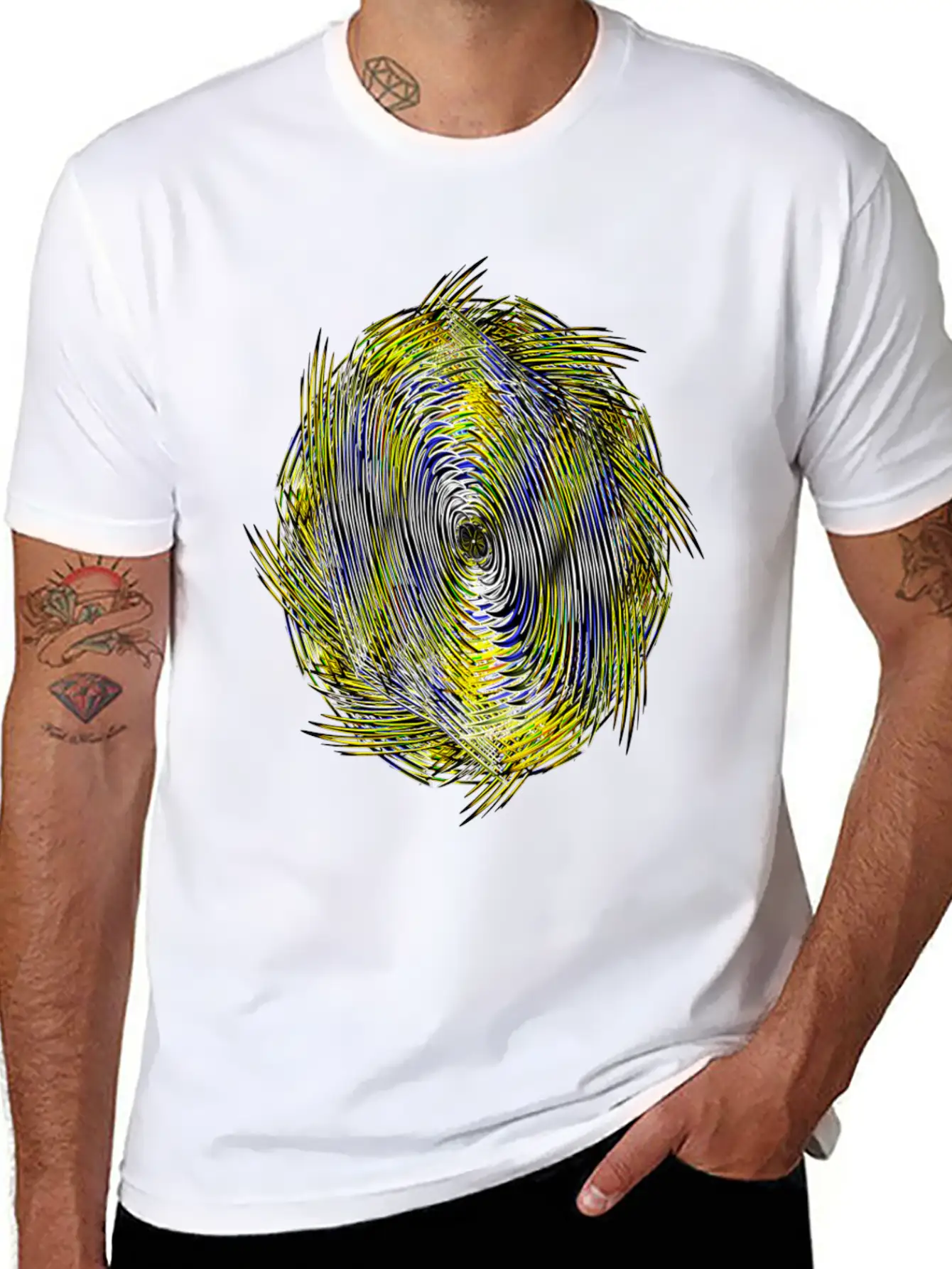 Black White Neon Twisted Sickle Lightweight Cotton T-Shirt – Daily Comfort Graphic Shirt