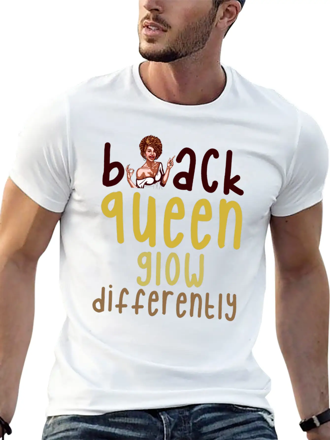 Black Women Glow Differently Stylish Everyday T-Shirt – Unisex Basic Cotton Tee
