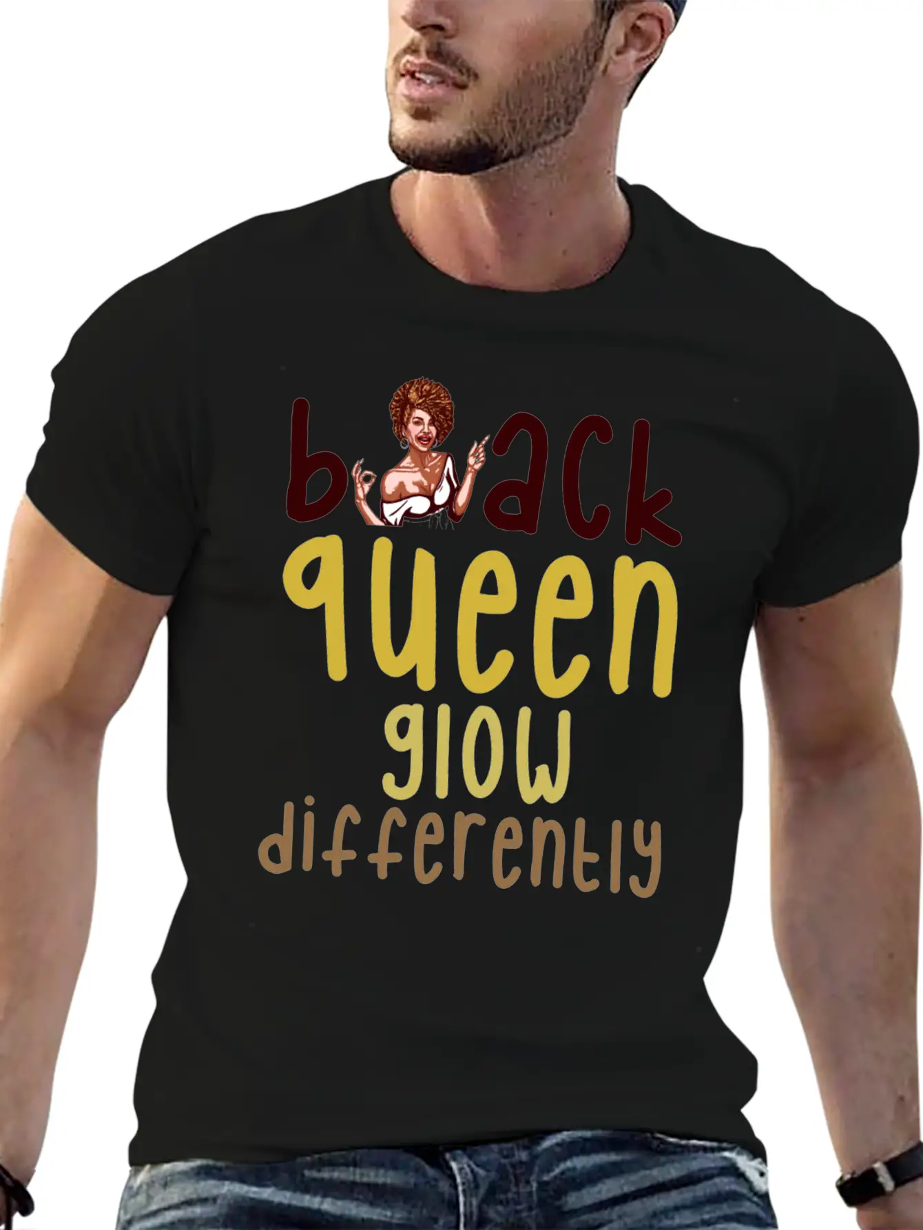 Black Women Glow Differently Stylish Everyday T-Shirt – Unisex Basic Cotton Tee