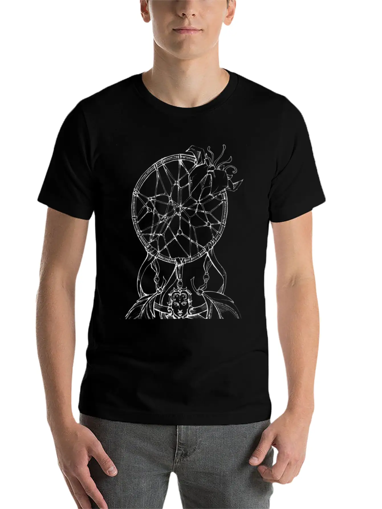 BLK/WHT DREAM CATCHER TATTOO Basic Graphic T-Shirt – Daily Comfort In Soft Cotton