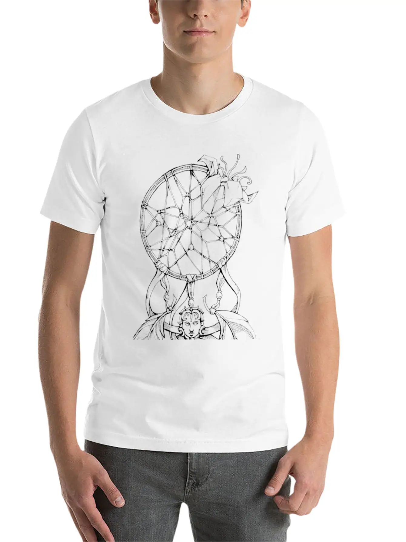 BLK/WHT DREAM CATCHER TATTOO Basic Graphic T-Shirt – Daily Comfort In Soft Cotton
