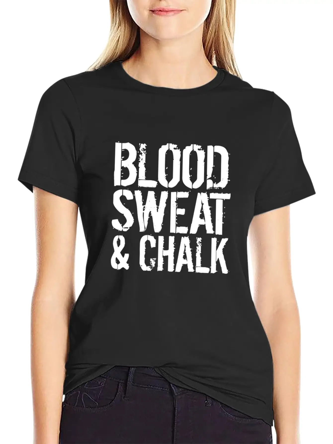 Blood Sweat Chalk Fun Athlete Gift Idea Simple Everyday Graphic Tee – Lightweight Summer Wear