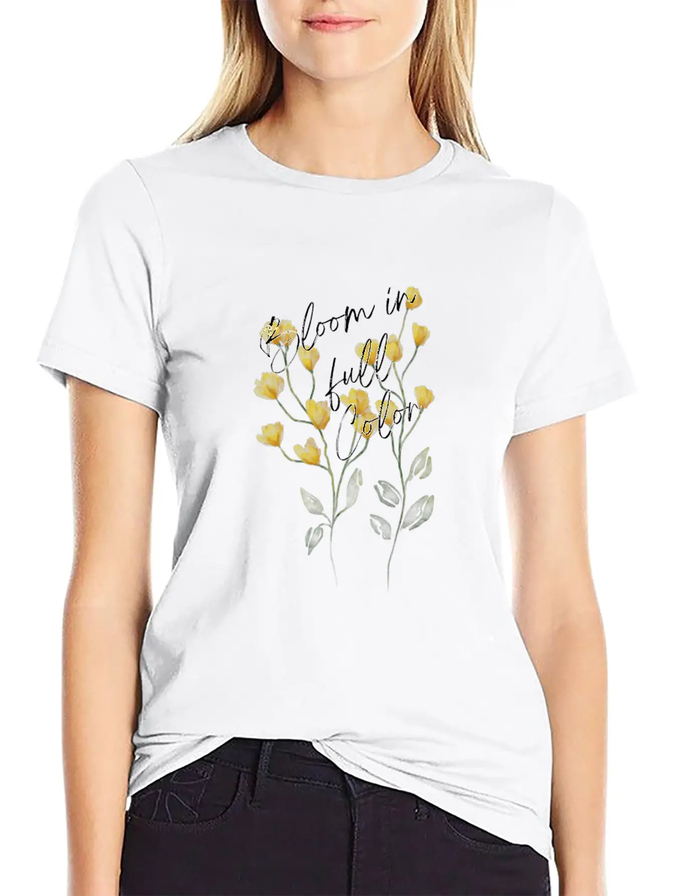 Bloom In Full Color Painted Flowers Stylish Everyday T-Shirt – Unisex Basic Cotton Tee
