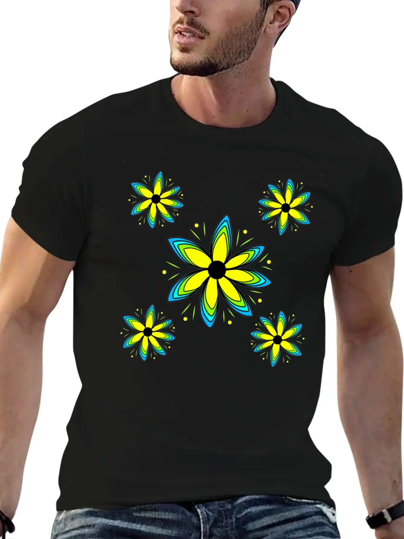 Blooming Flower Pattern Blossom Blooms Petals Basic Graphic T-Shirt – Daily Comfort In Soft Cotton