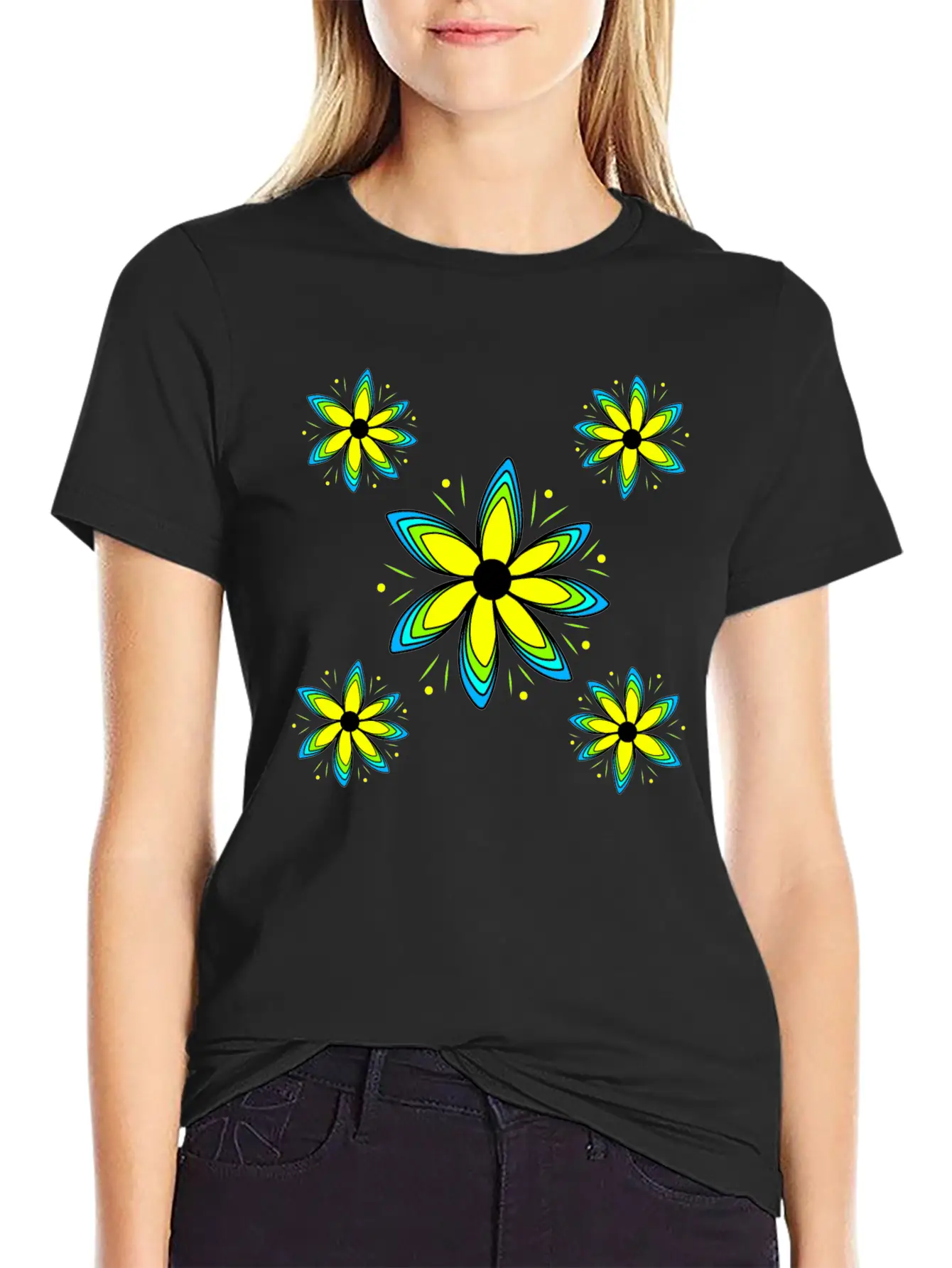 Blooming Flower Pattern Blossom Blooms Petals Basic Graphic T-Shirt – Daily Comfort In Soft Cotton