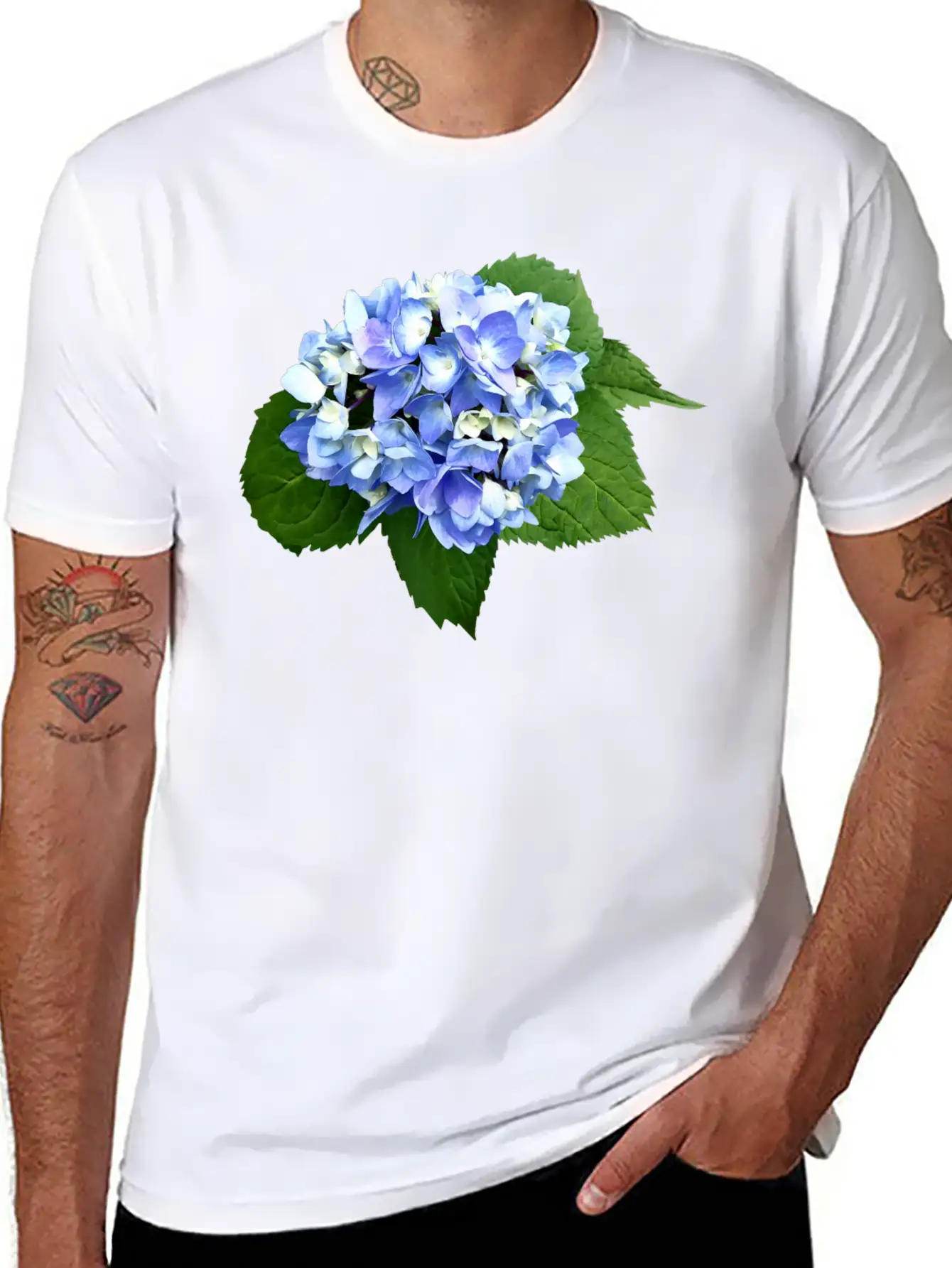 Blue And Purple Hydrangea Basic Graphic T-Shirt – Daily Comfort In Soft Cotton