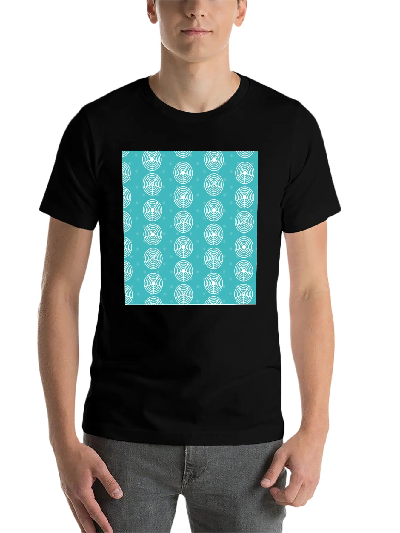 Blue Circle Stove Pattern Simple Everyday Graphic Tee – Lightweight Summer Wear