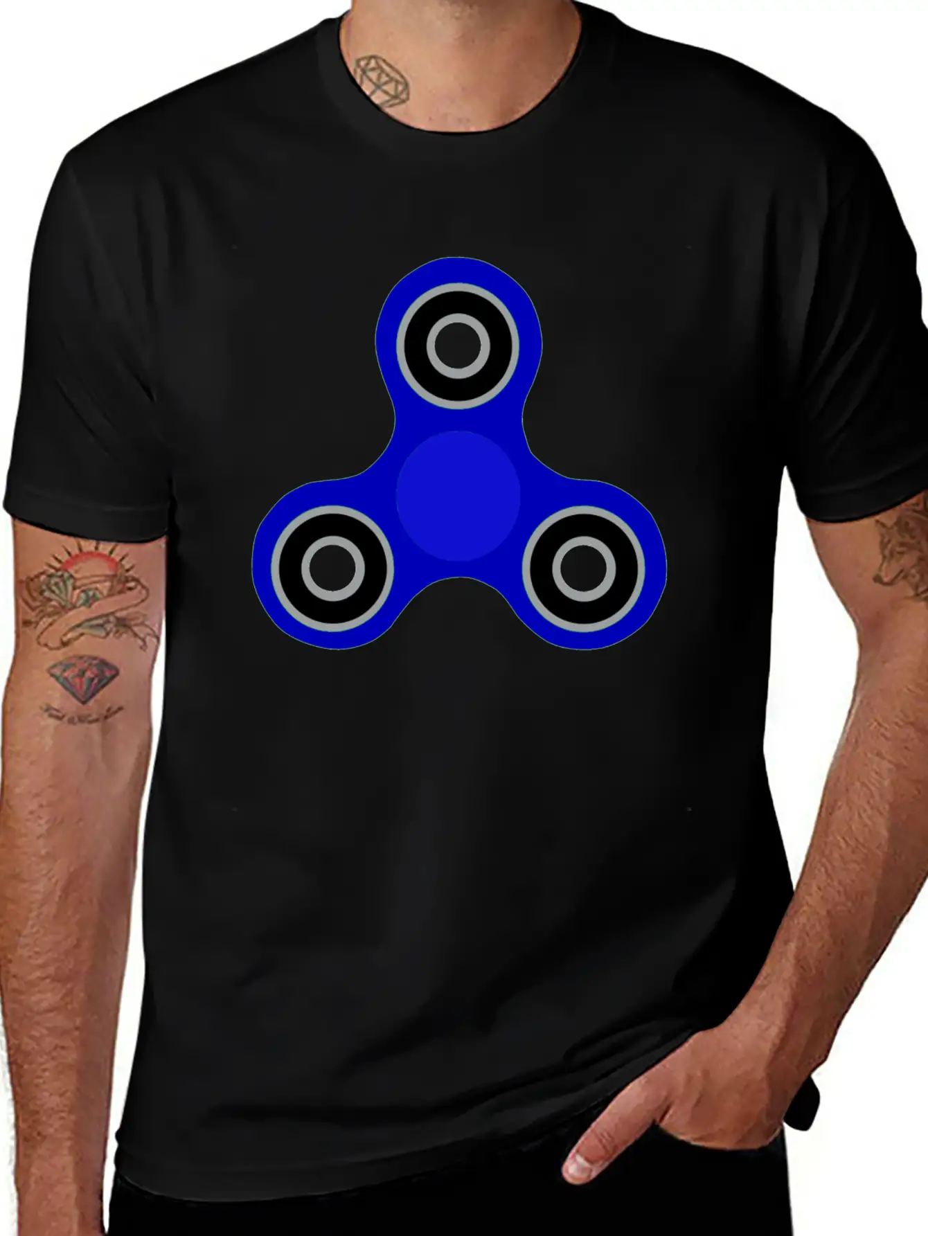 Blue Fidget Spinner Stylish Everyday T-Shirt – Unisex Basic Cotton Tee