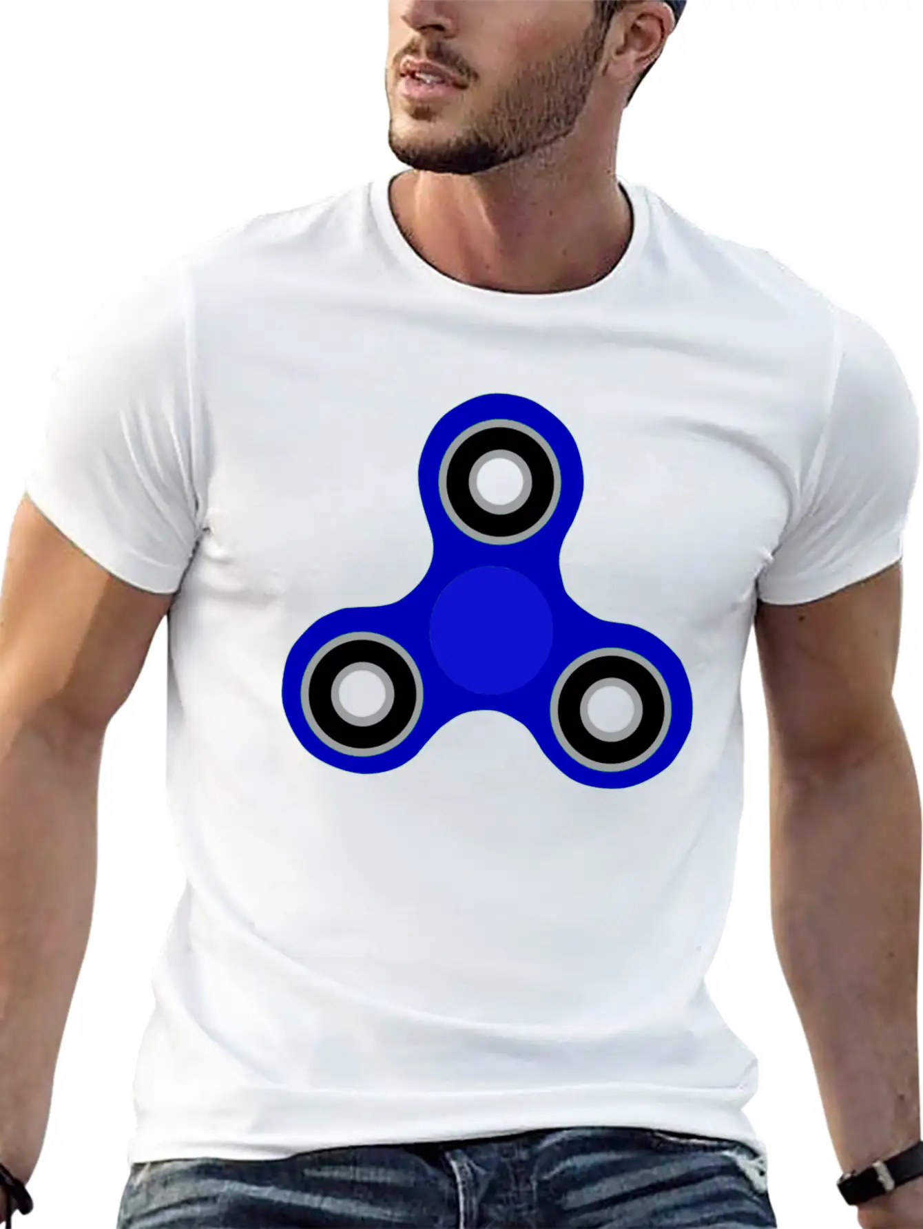 Blue Fidget Spinner Stylish Everyday T-Shirt – Unisex Basic Cotton Tee