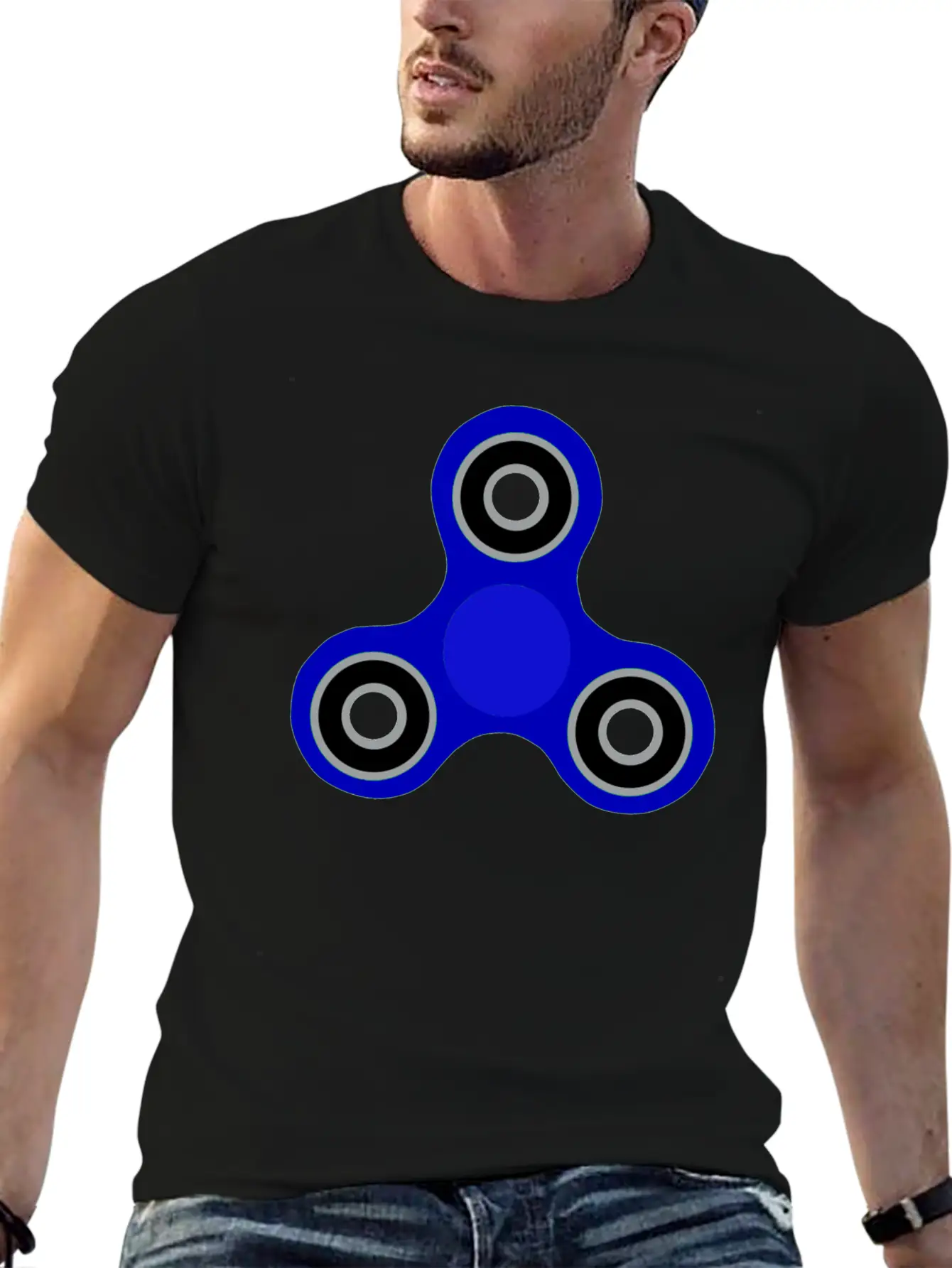 Blue Fidget Spinner Stylish Everyday T-Shirt – Unisex Basic Cotton Tee