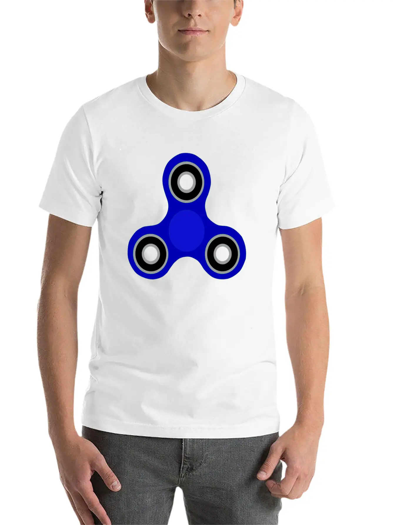Blue Fidget Spinner Stylish Everyday T-Shirt – Unisex Basic Cotton Tee