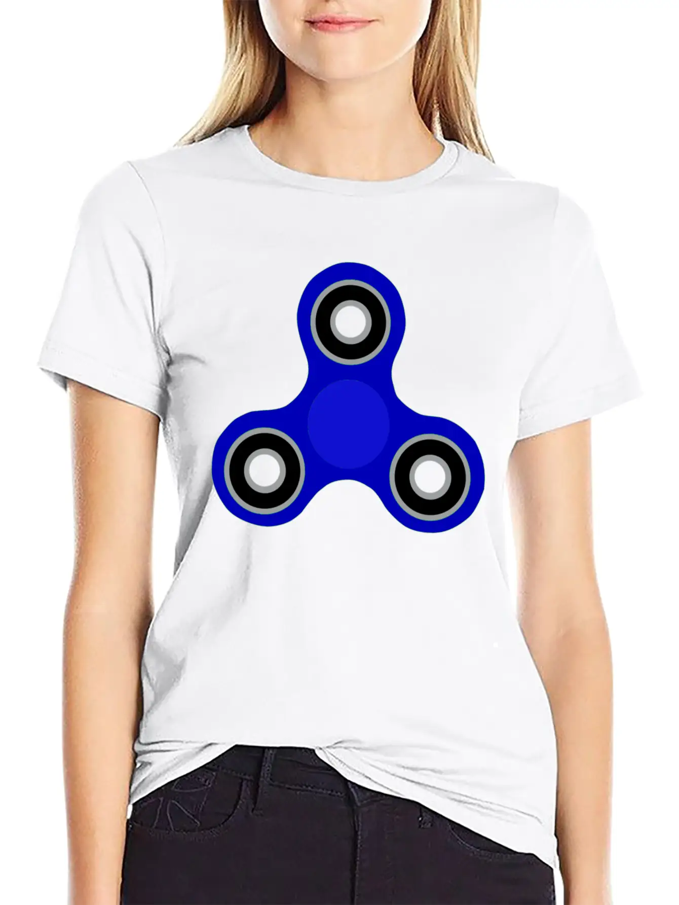 Blue Fidget Spinner Stylish Everyday T-Shirt – Unisex Basic Cotton Tee