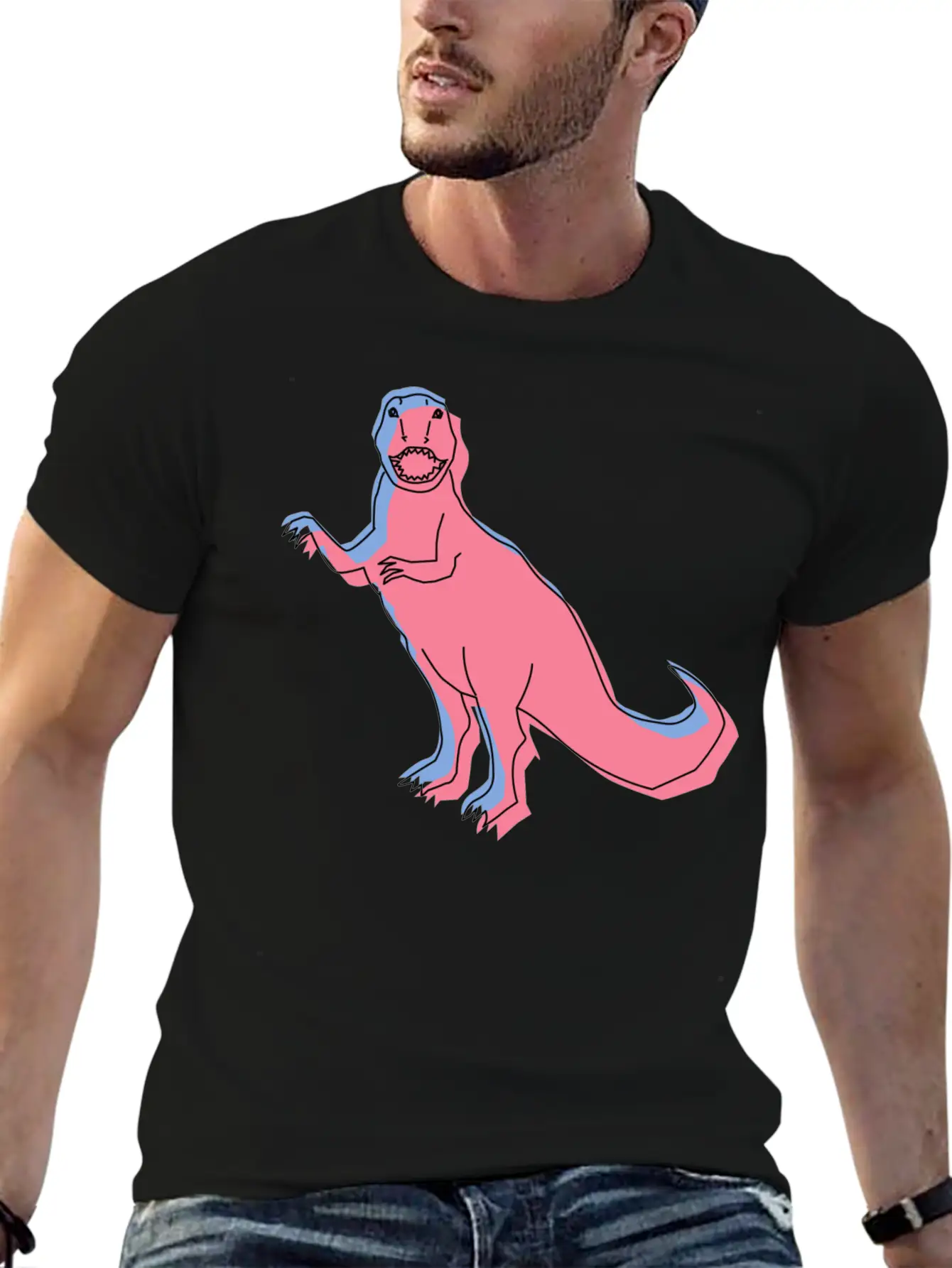 Blue Pink Dinosaur 3D Basic Graphic T-Shirt – Daily Comfort In Soft Cotton