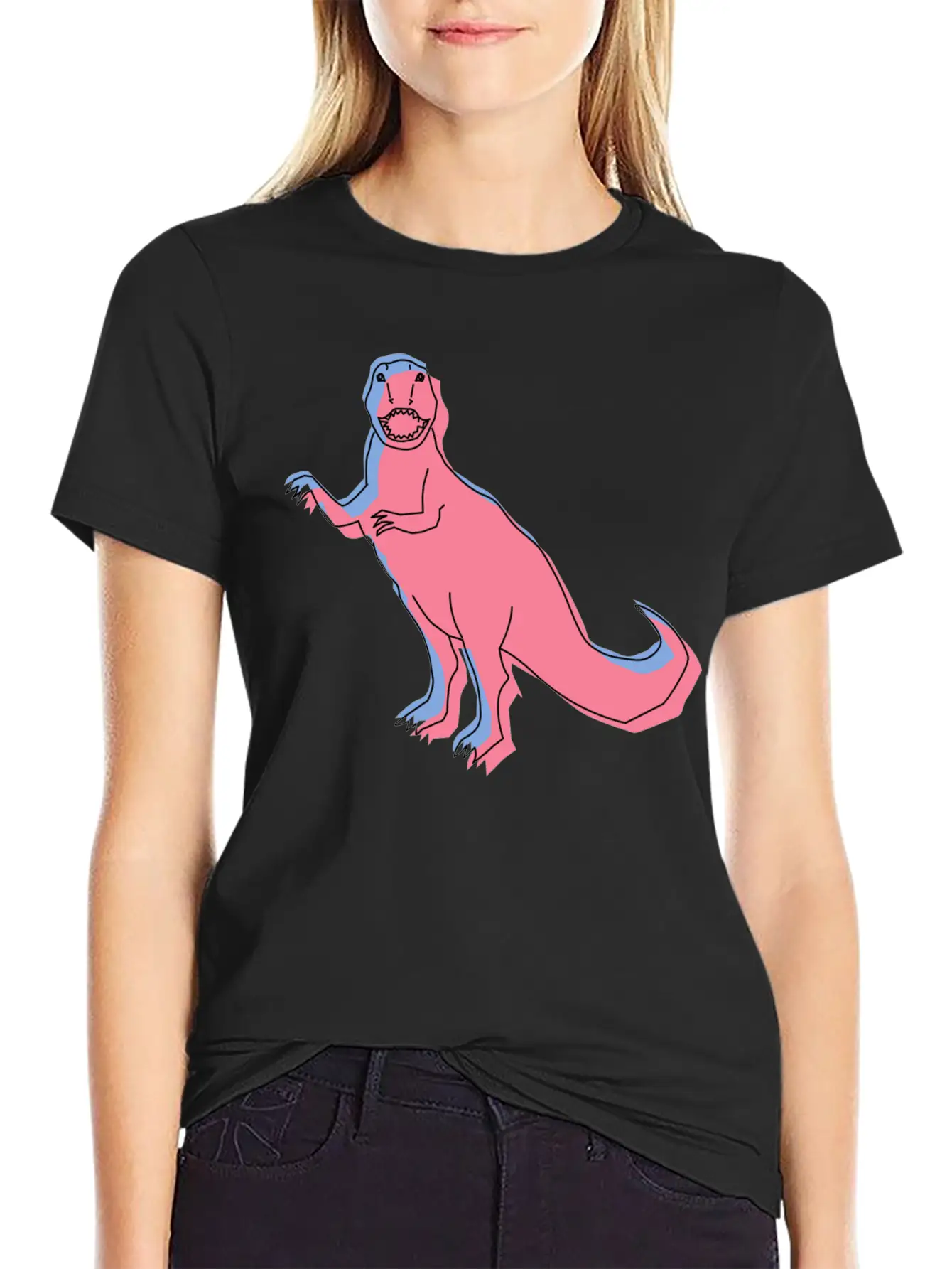 Blue Pink Dinosaur 3D Basic Graphic T-Shirt – Daily Comfort In Soft Cotton