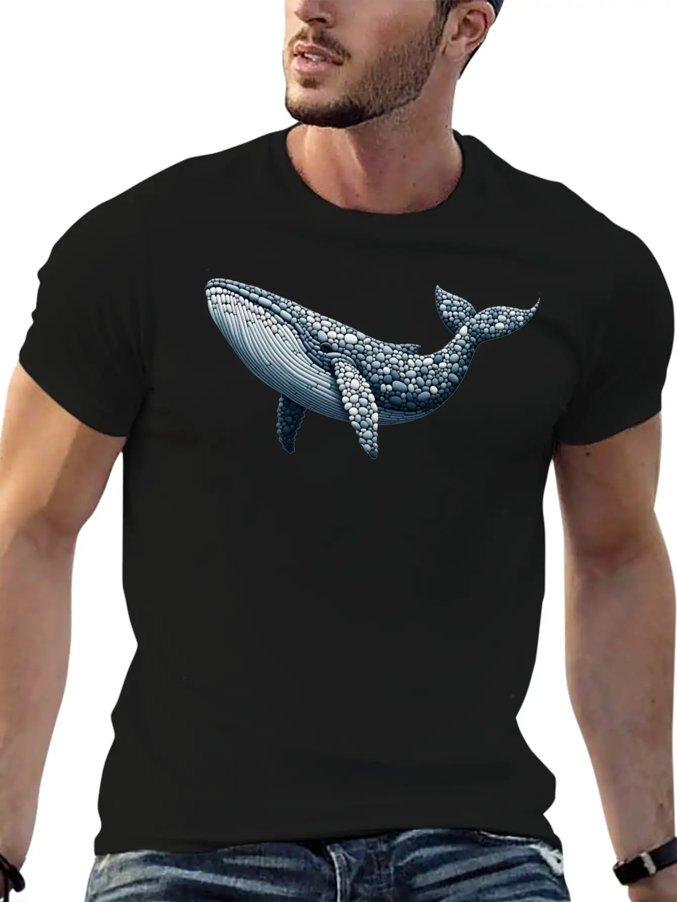 Blue Whale Pebble Mosaic Stylish Everyday T-Shirt – Unisex Basic Cotton Tee