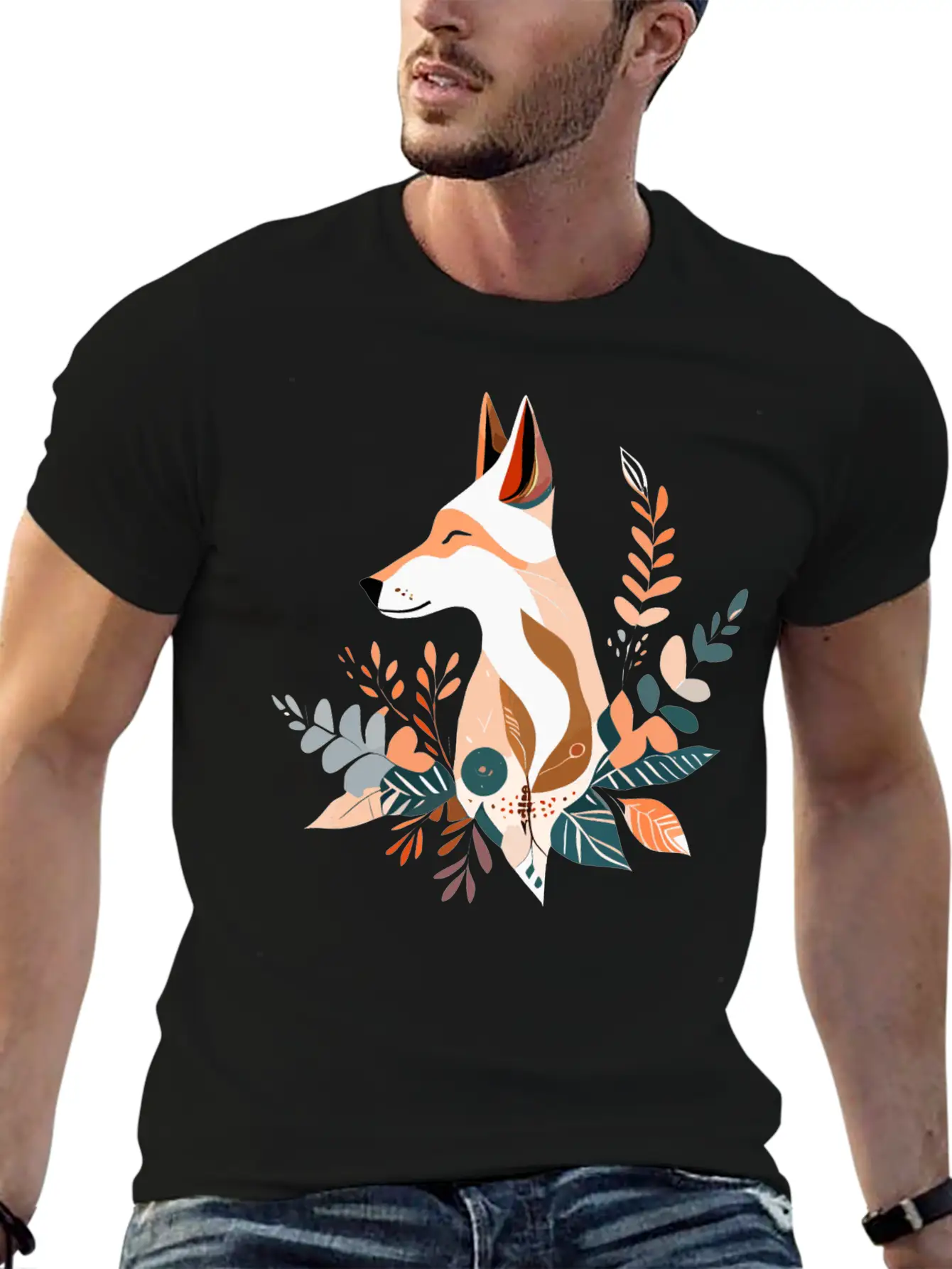 Boho Wolf Design Stylish Everyday T-Shirt – Unisex Basic Cotton Tee