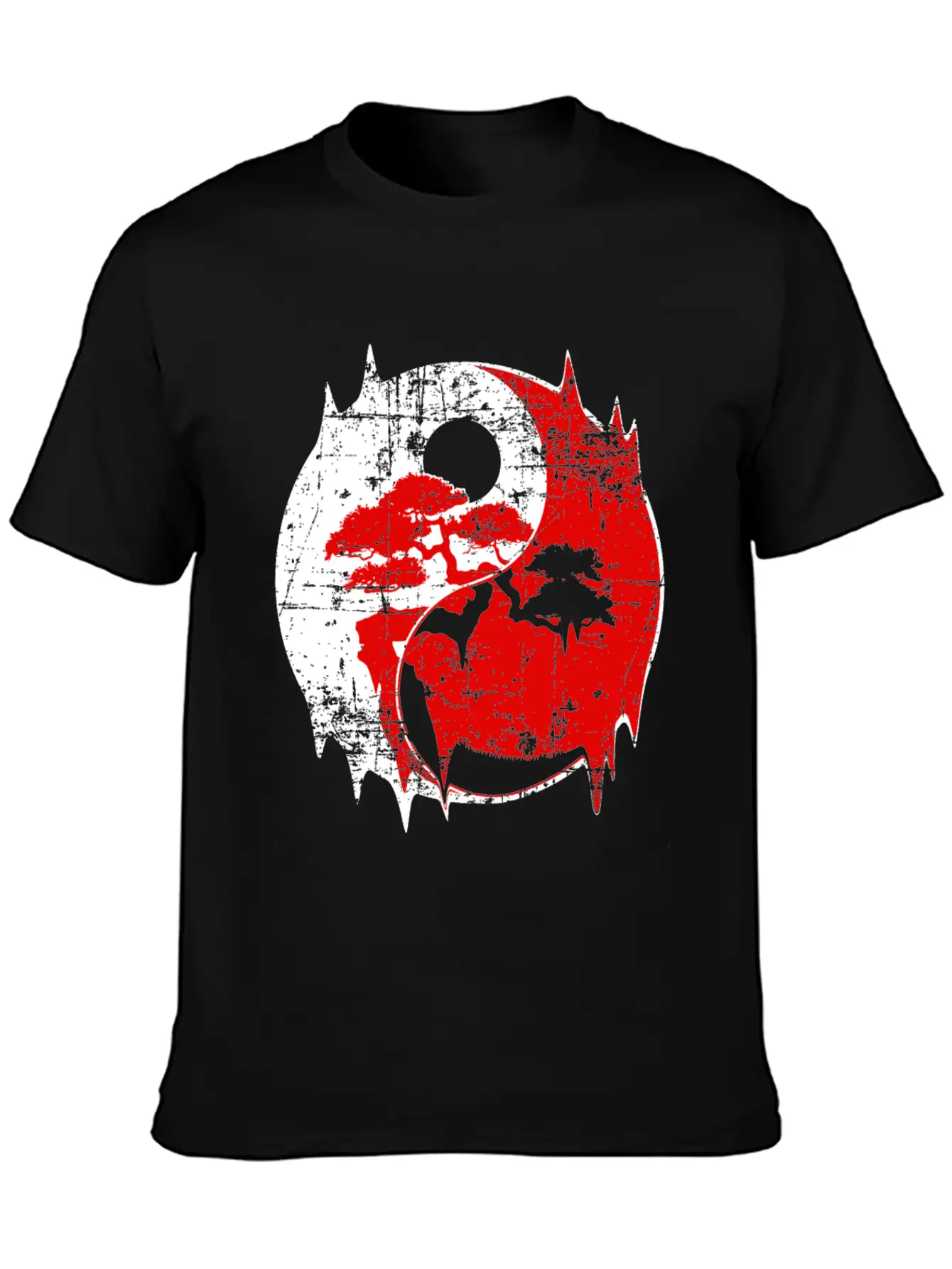 Bonsai Yin Yang Yoga Artwork Basic Graphic T-Shirt – Daily Comfort In Soft Cotton