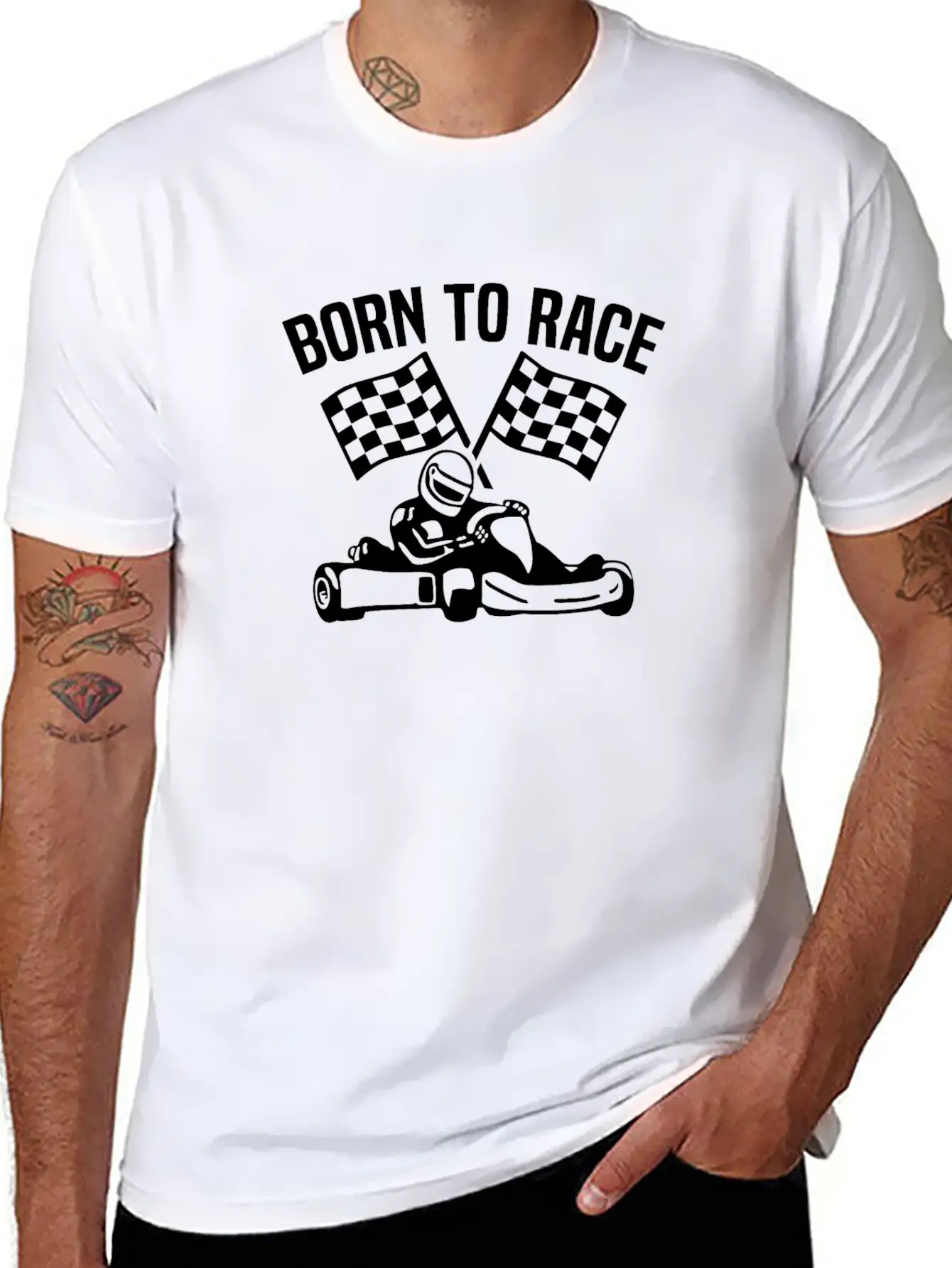 Born To Race Karting Kart Car Racing Stylish Everyday T-Shirt – Unisex Basic Cotton Tee