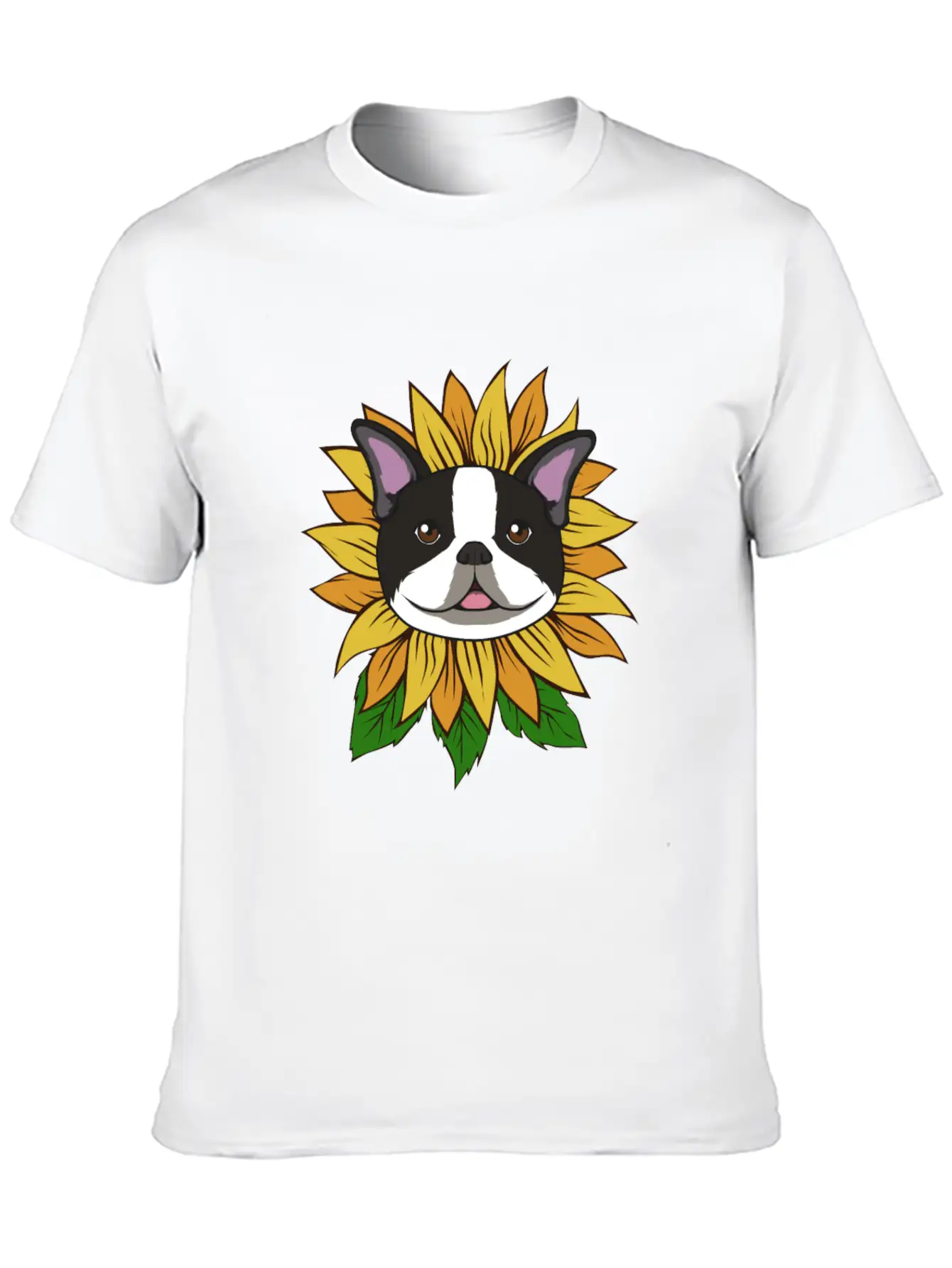 BOSTON TERRIER SUNFLOWER Lightweight Cotton T-Shirt – Daily Comfort Graphic Shirt