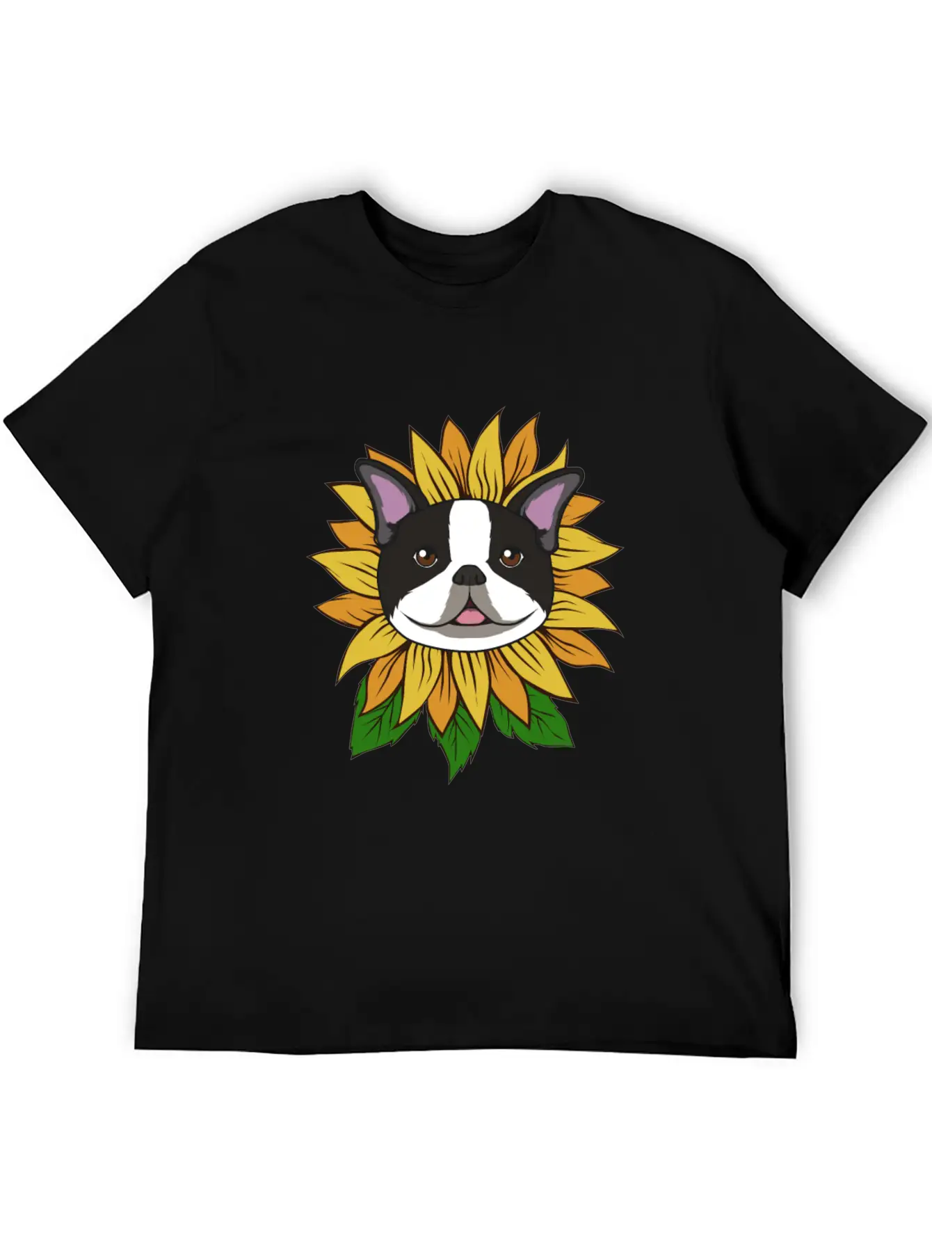 BOSTON TERRIER SUNFLOWER Lightweight Cotton T-Shirt – Daily Comfort Graphic Shirt