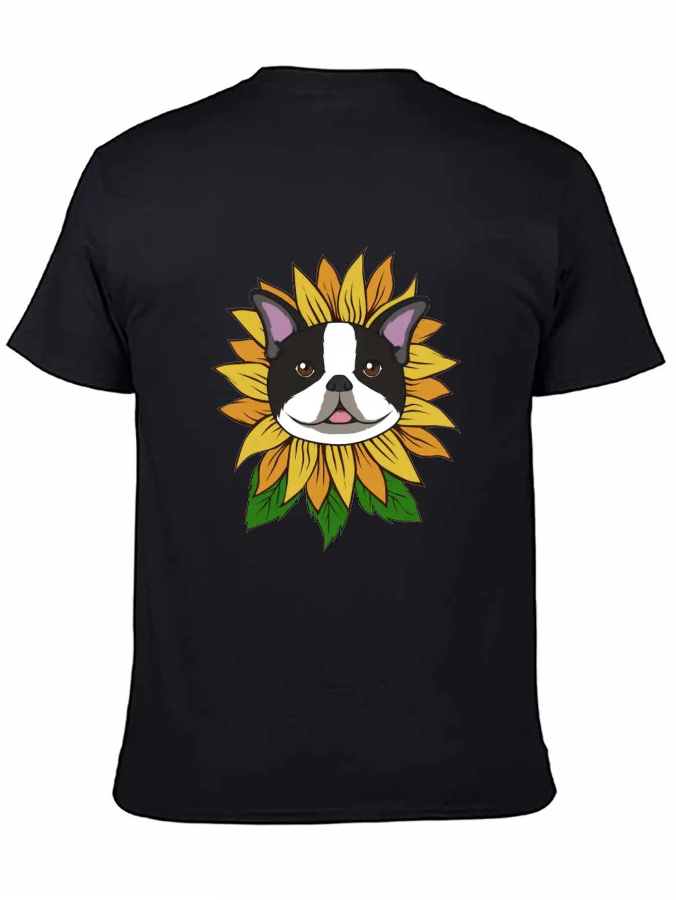 BOSTON TERRIER SUNFLOWER Lightweight Cotton T-Shirt – Daily Comfort Graphic Shirt