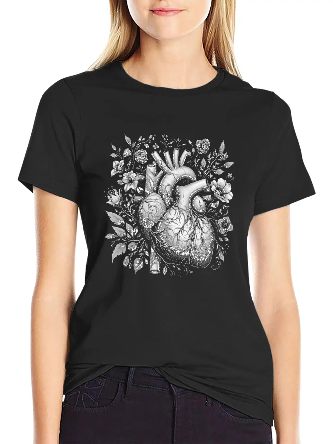 Botanical Heart Artistic Anatomy 2 Basic Graphic T-Shirt – Daily Comfort In Soft Cotton