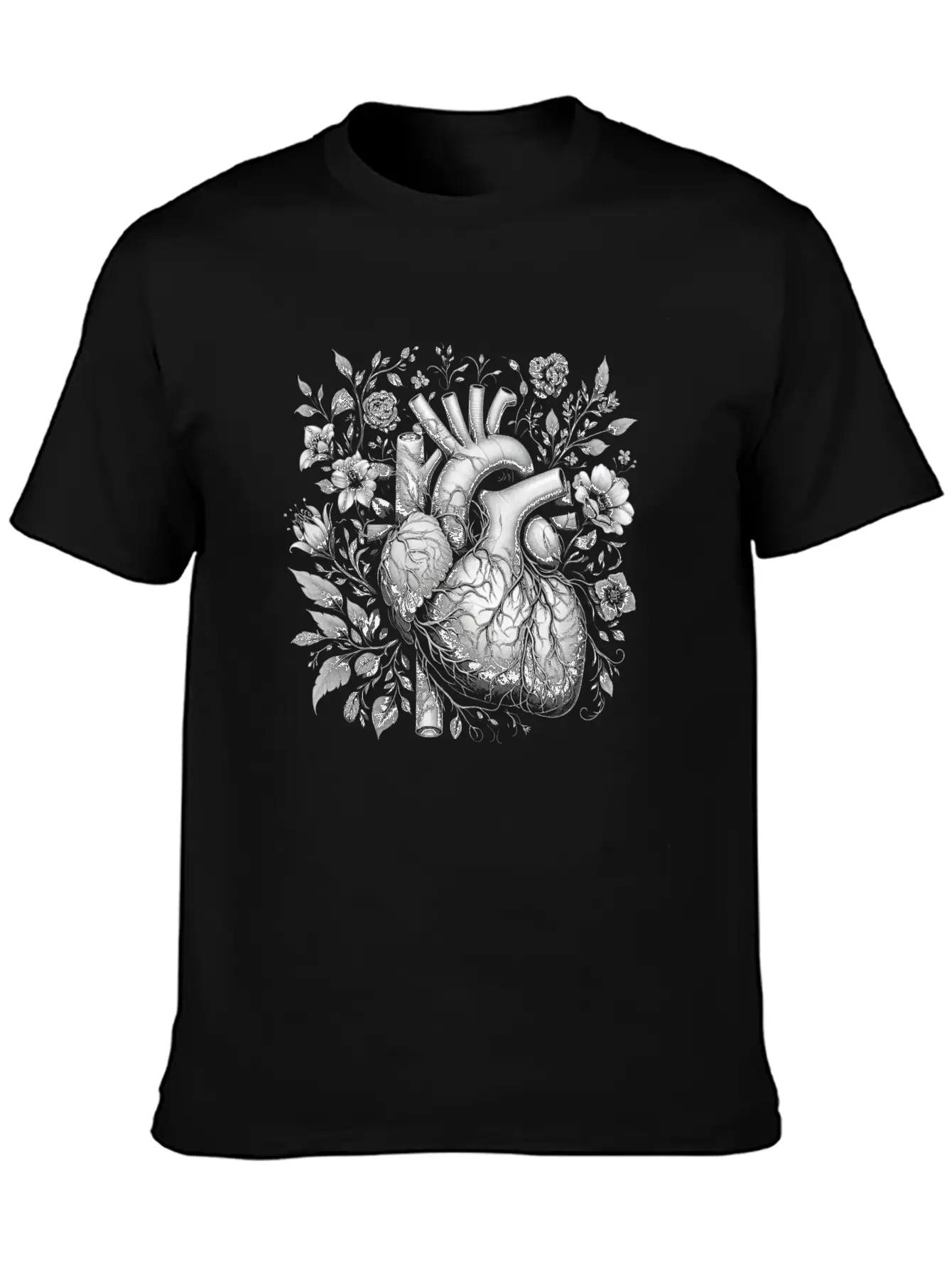 Botanical Heart Artistic Anatomy 2 Basic Graphic T-Shirt – Daily Comfort In Soft Cotton