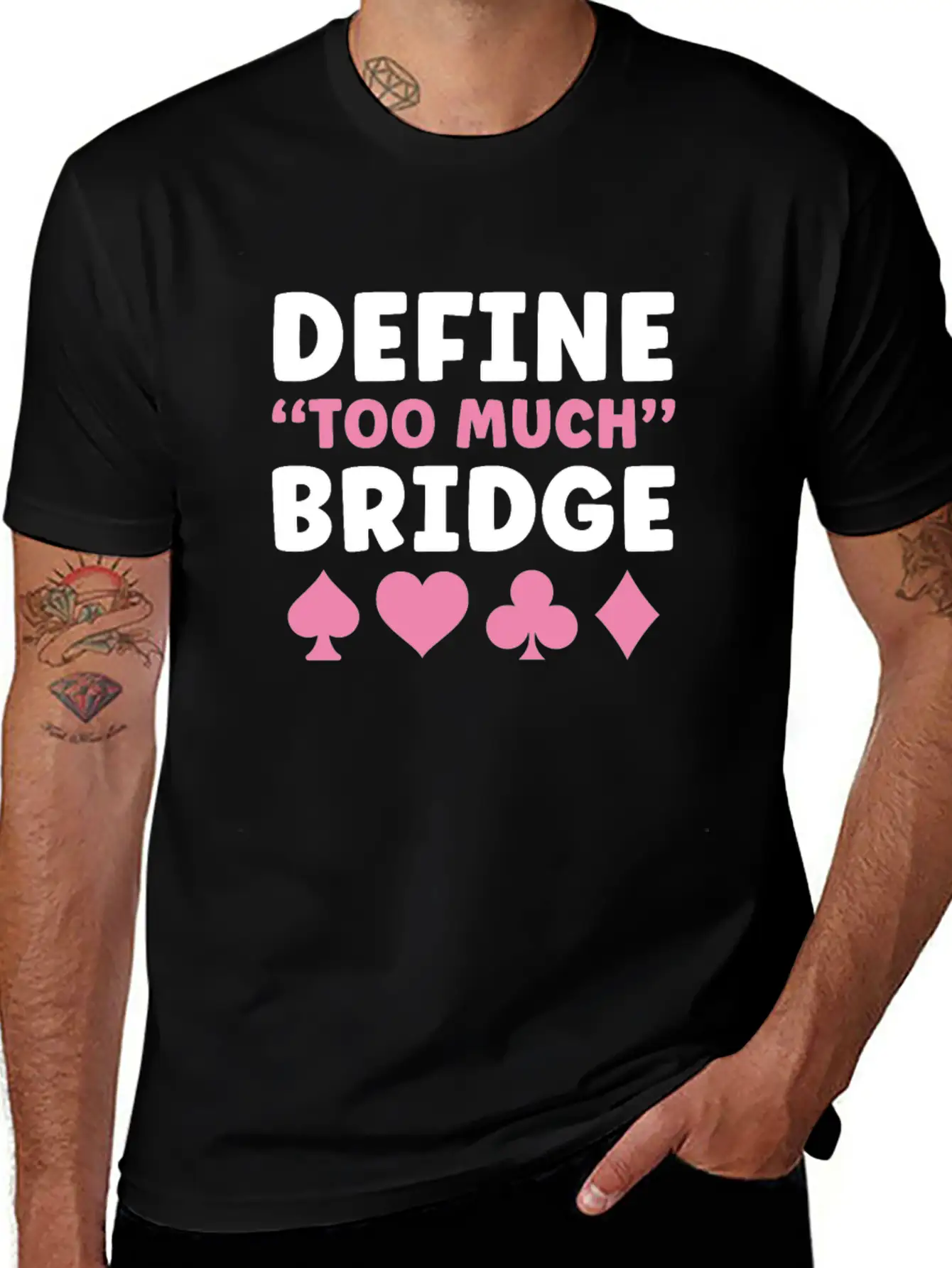 Bridge Player Women Define Too Much Bridge Classic Crew Neck Graphic Tee – Everyday Minimal Look