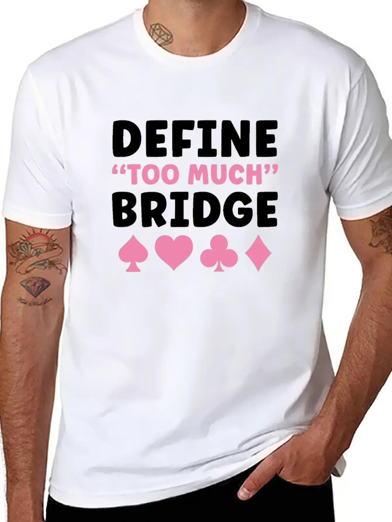 Bridge Player Women Define Too Much Bridge Classic Crew Neck Graphic Tee – Everyday Minimal Look