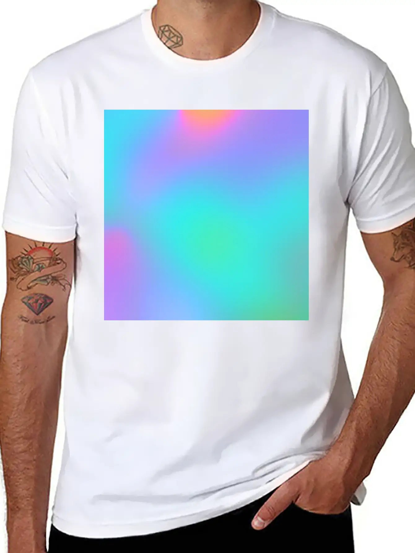 Bright Multicolor Gradient Essential Cotton Tee For Daily Outfits – Unisex Style