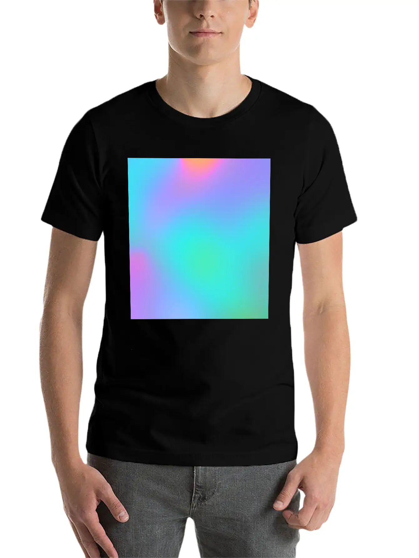 Bright Multicolor Gradient Essential Cotton Tee For Daily Outfits – Unisex Style