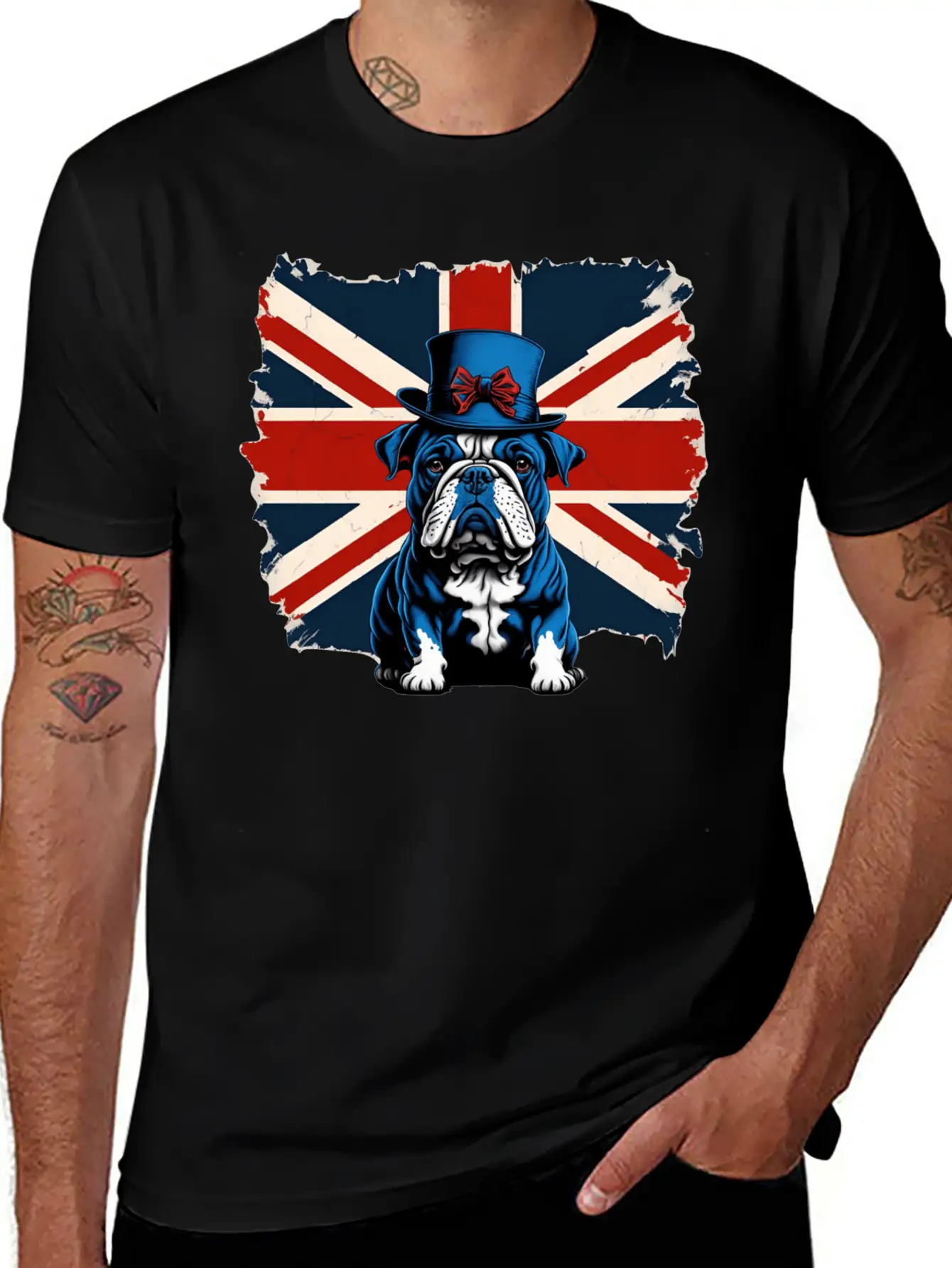 British Bull Dog Union Jack Flag Stylish Everyday T-Shirt – Unisex Basic Cotton Tee