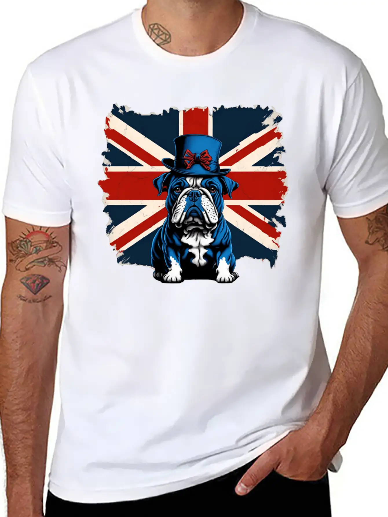 British Bull Dog Union Jack Flag Stylish Everyday T-Shirt – Unisex Basic Cotton Tee