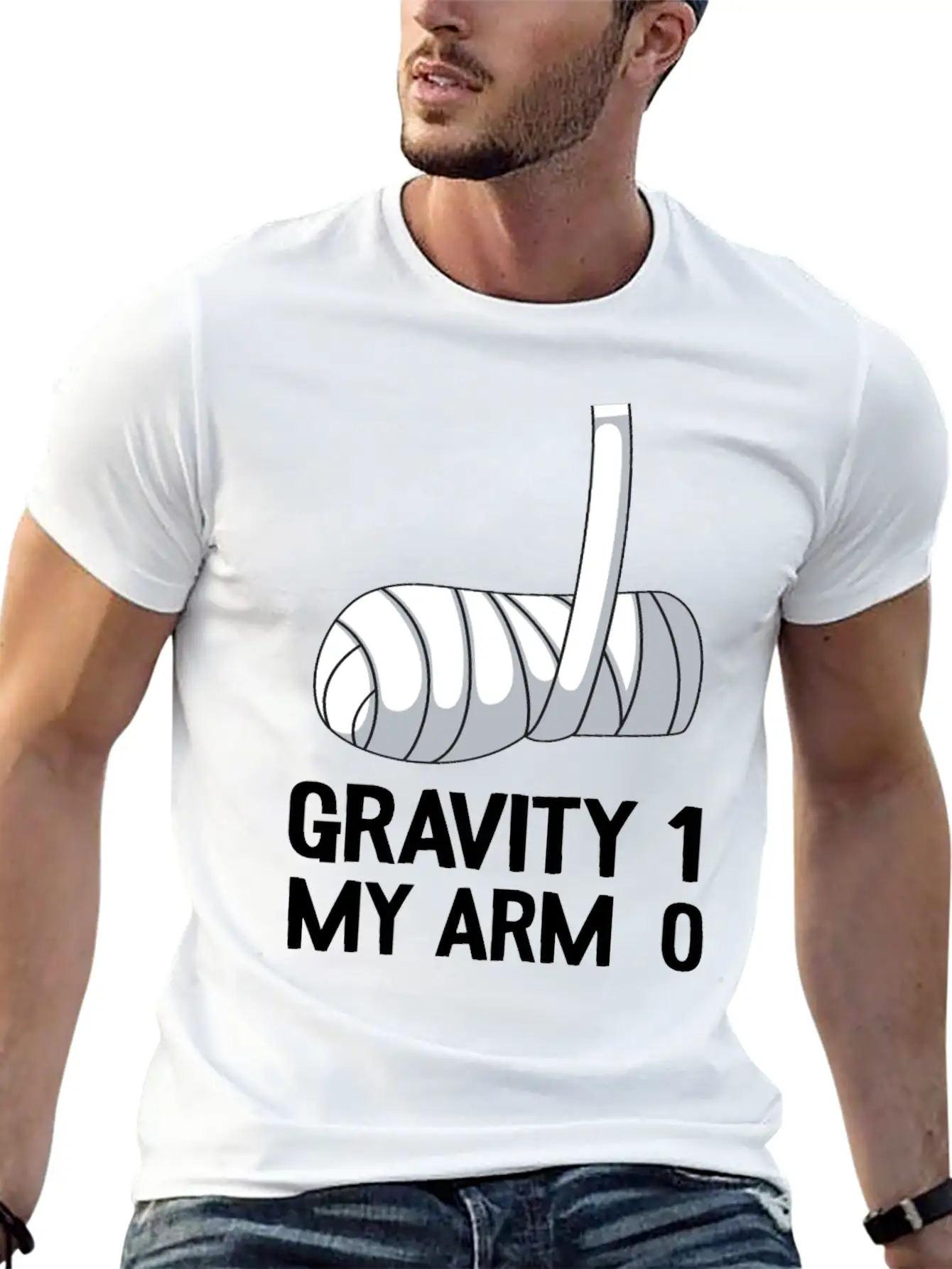 Broken Arm Get Well Soon Gift Gravity 1 Funny Unisex Casual T-Shirt – Clean Design For Daily Comfort