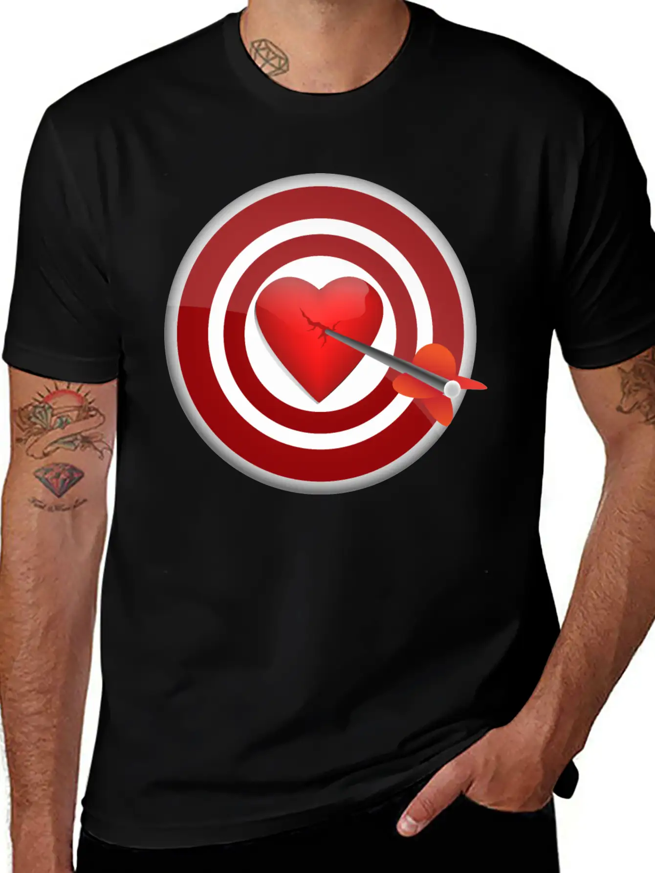 Broken Heart In Darts Simple Everyday Graphic Tee – Lightweight Summer Wear