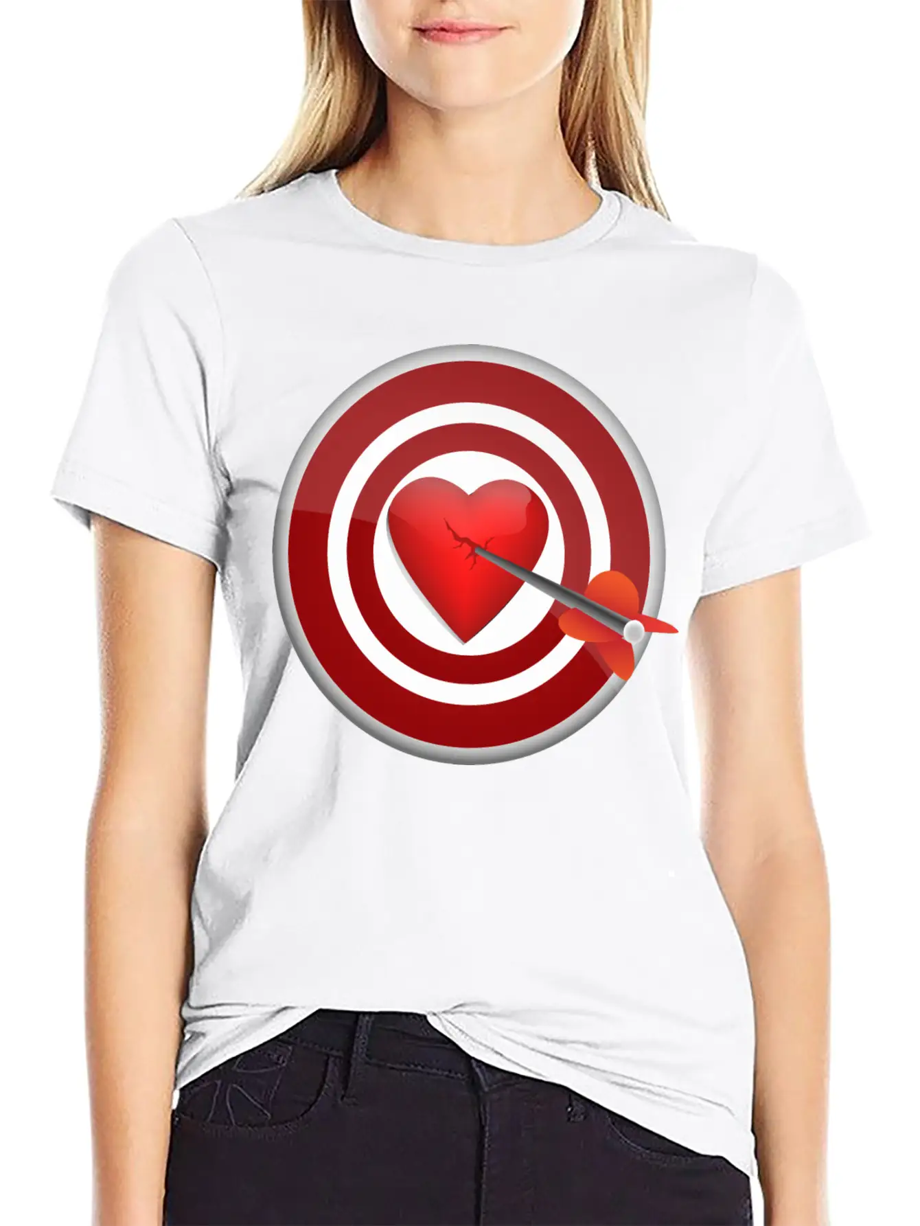 Broken Heart In Darts Simple Everyday Graphic Tee – Lightweight Summer Wear