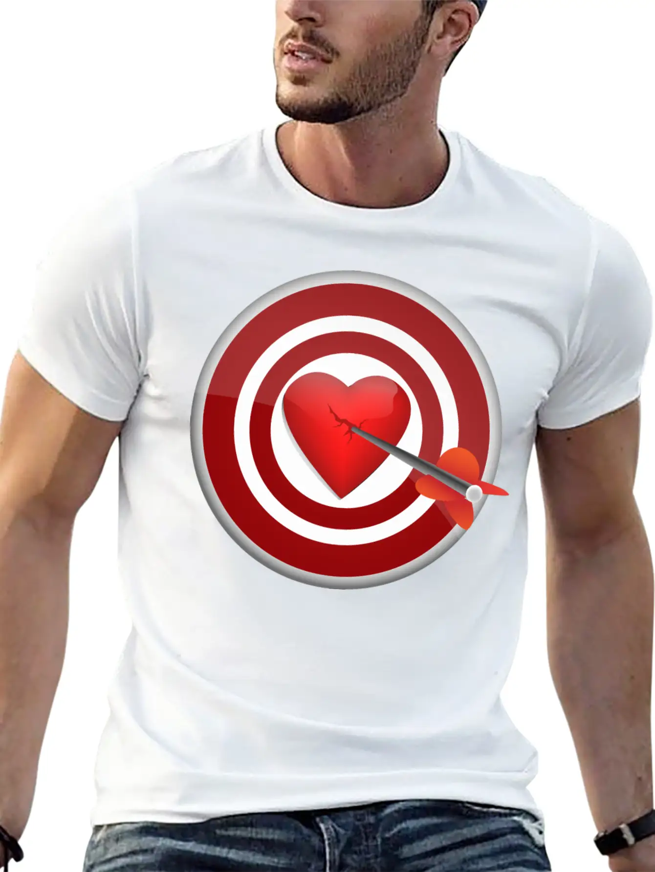 Broken Heart In Darts Simple Everyday Graphic Tee – Lightweight Summer Wear