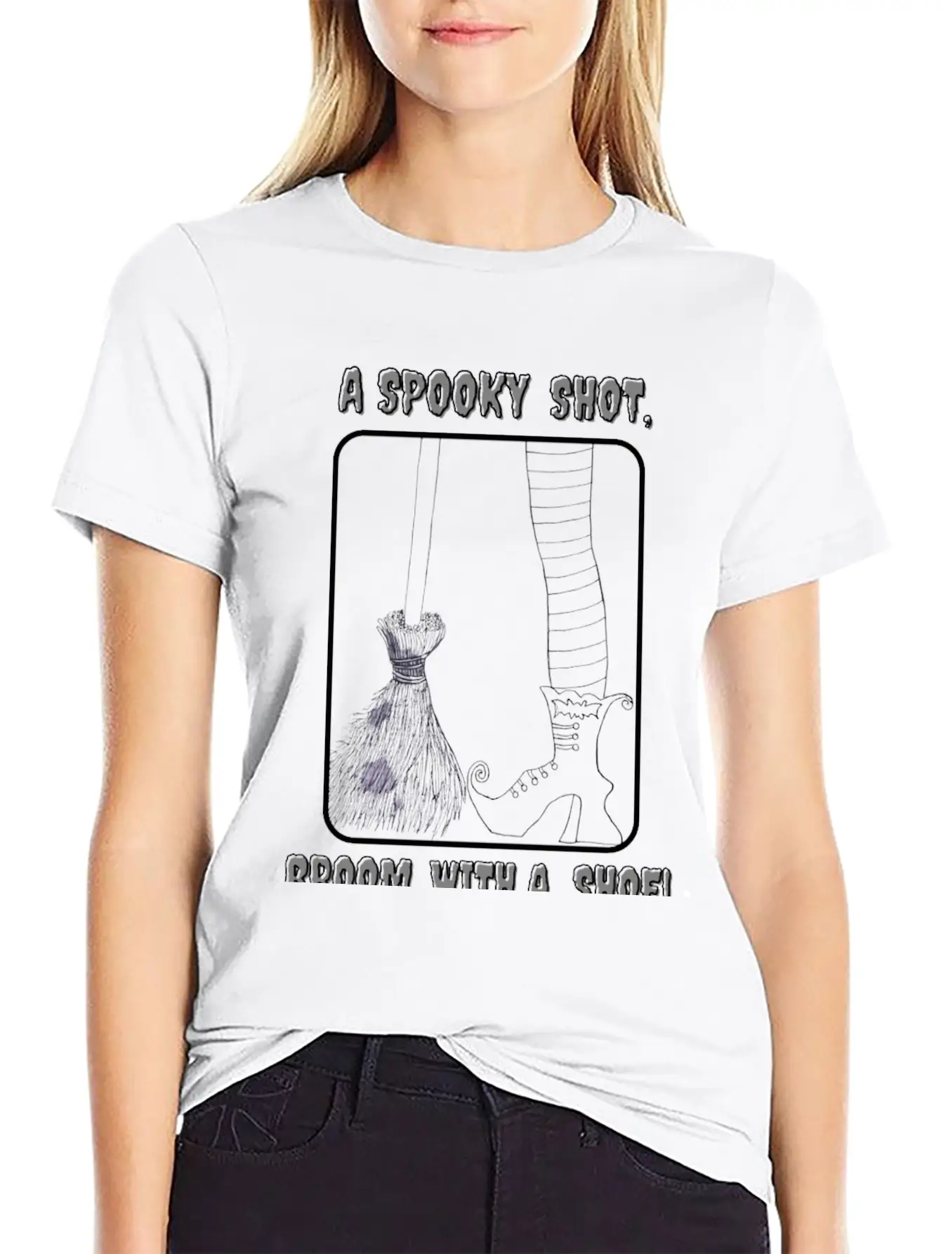 Broom And A Shoe Drawing Basic Graphic T-Shirt – Daily Comfort In Soft Cotton