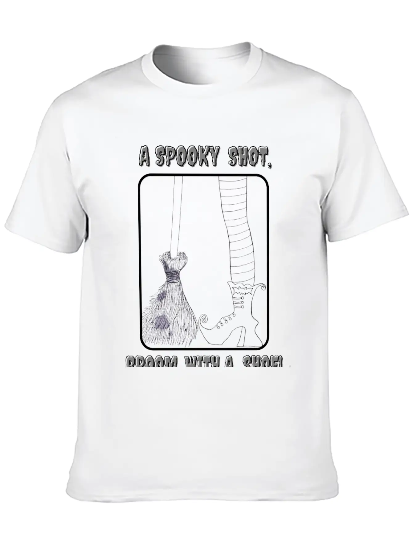 Broom And A Shoe Drawing Basic Graphic T-Shirt – Daily Comfort In Soft Cotton